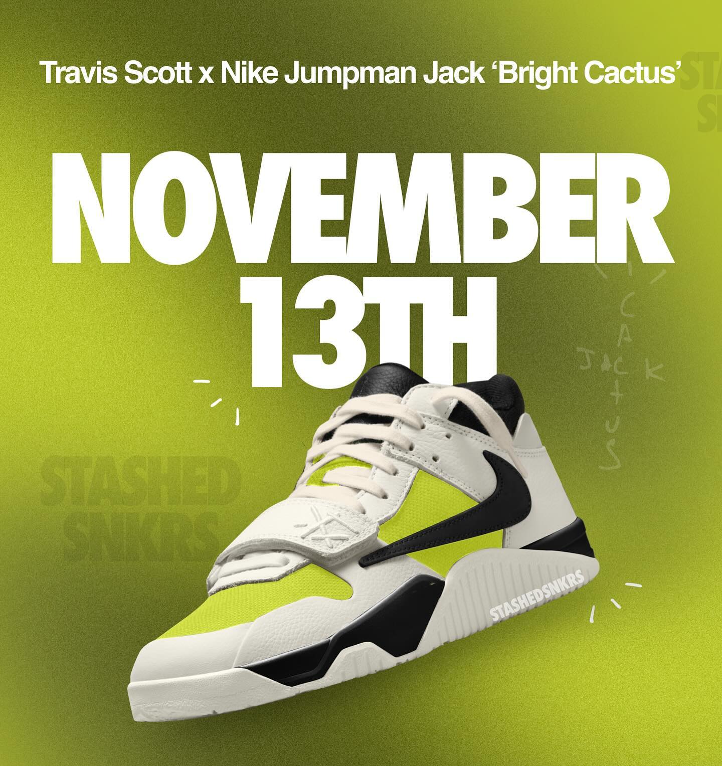 Travis Scott × JORDAN JUMPMAN JACK TR “Bright Cactus” の発売日が公開