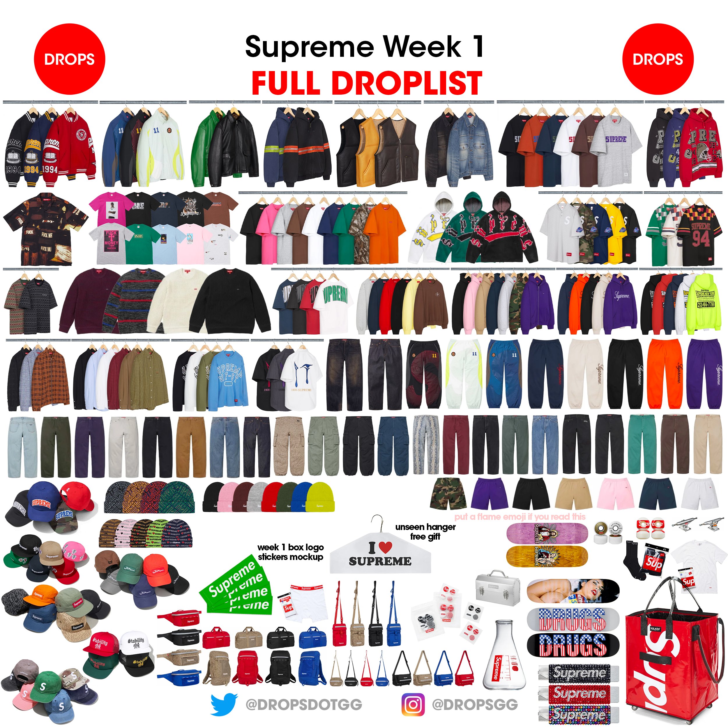 Supreme 2024年秋冬コレクション WEEK1 のフルドロップリストが公開