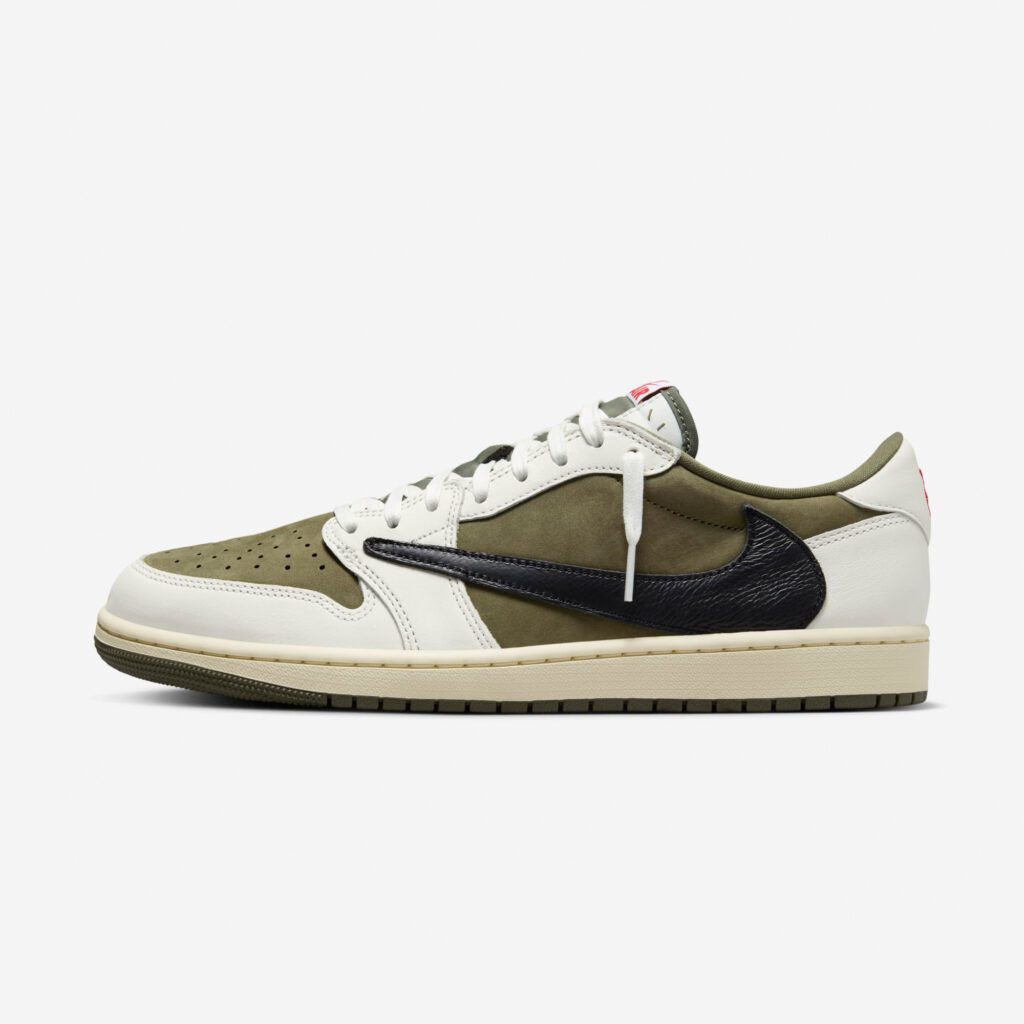 Travis Scott × NIKE AIR JORDAN 1 LOW "MEDIUM OLIVE" のオフィシャル画像が公開