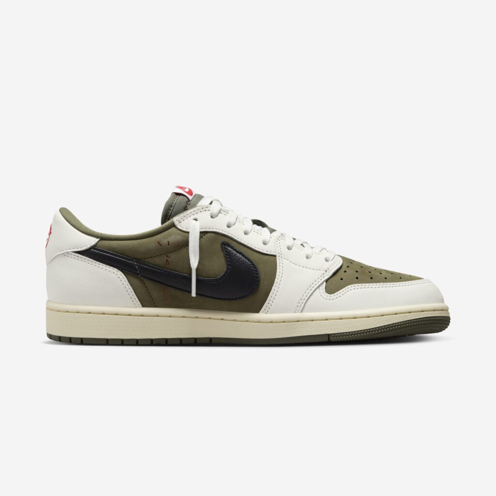 Travis Scott × NIKE AIR JORDAN 1 LOW "MEDIUM OLIVE" のオフィシャル画像が公開