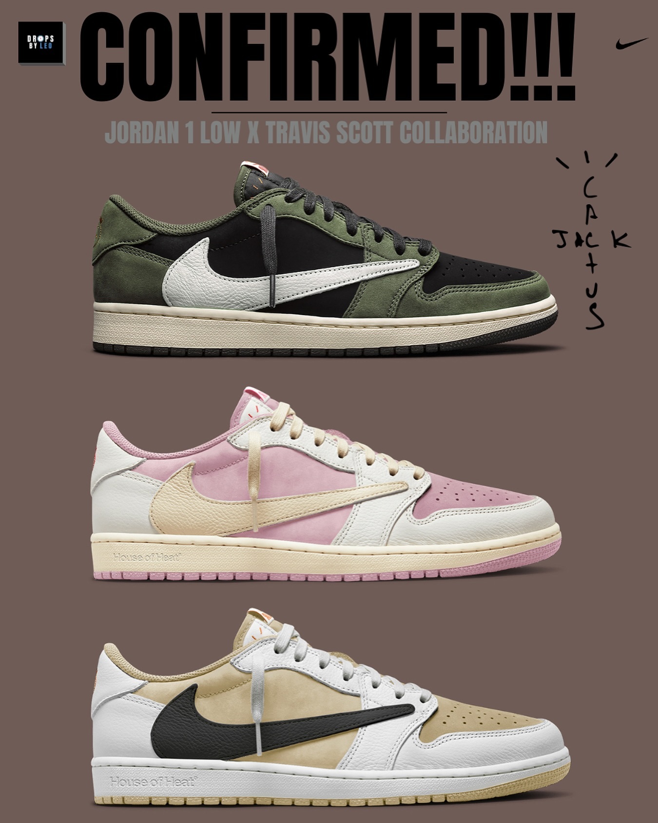 Travis Scott × NIKE AIR JORDAN 1 LOW の今後リリースモデルが判明