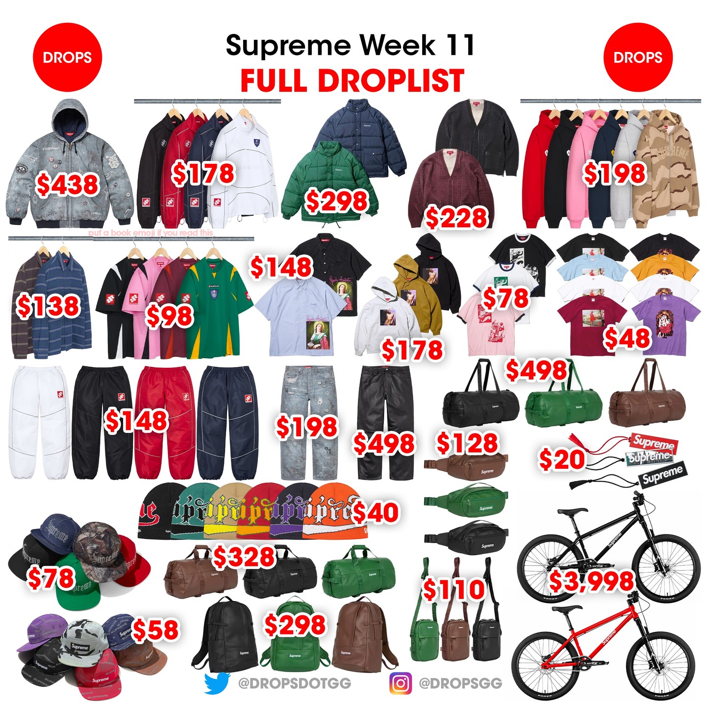 Supreme 2024年秋冬コレクション WEEK11 の海外販売予想価格が公開