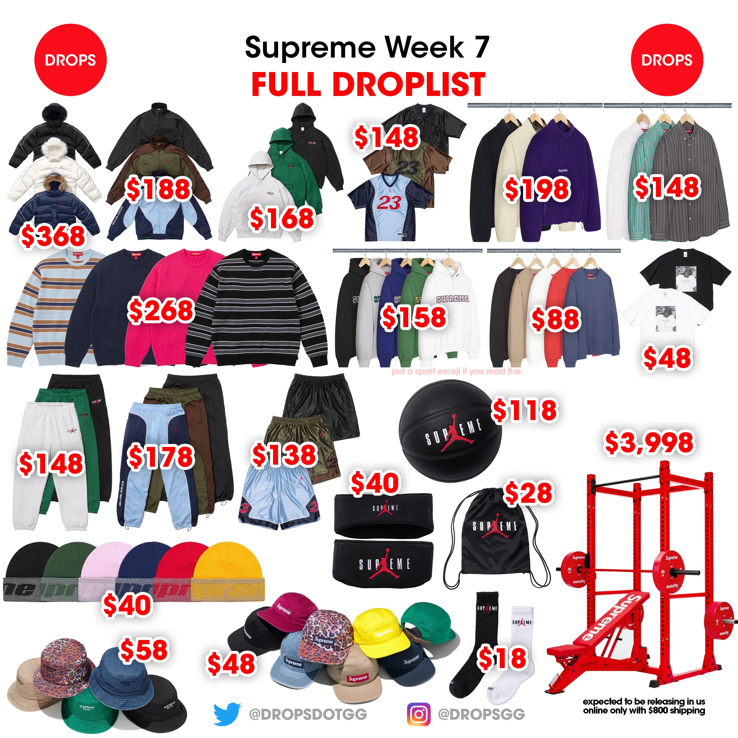 Supreme 2024年秋冬コレクション WEEK7 の海外販売予想価格が公開