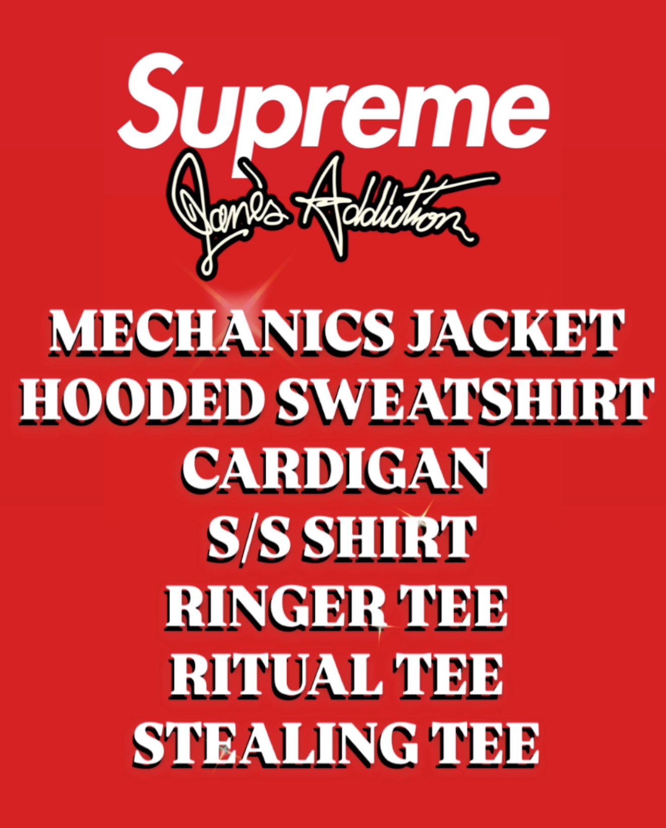 Supreme × Jane’s Addiction が今週発売予定