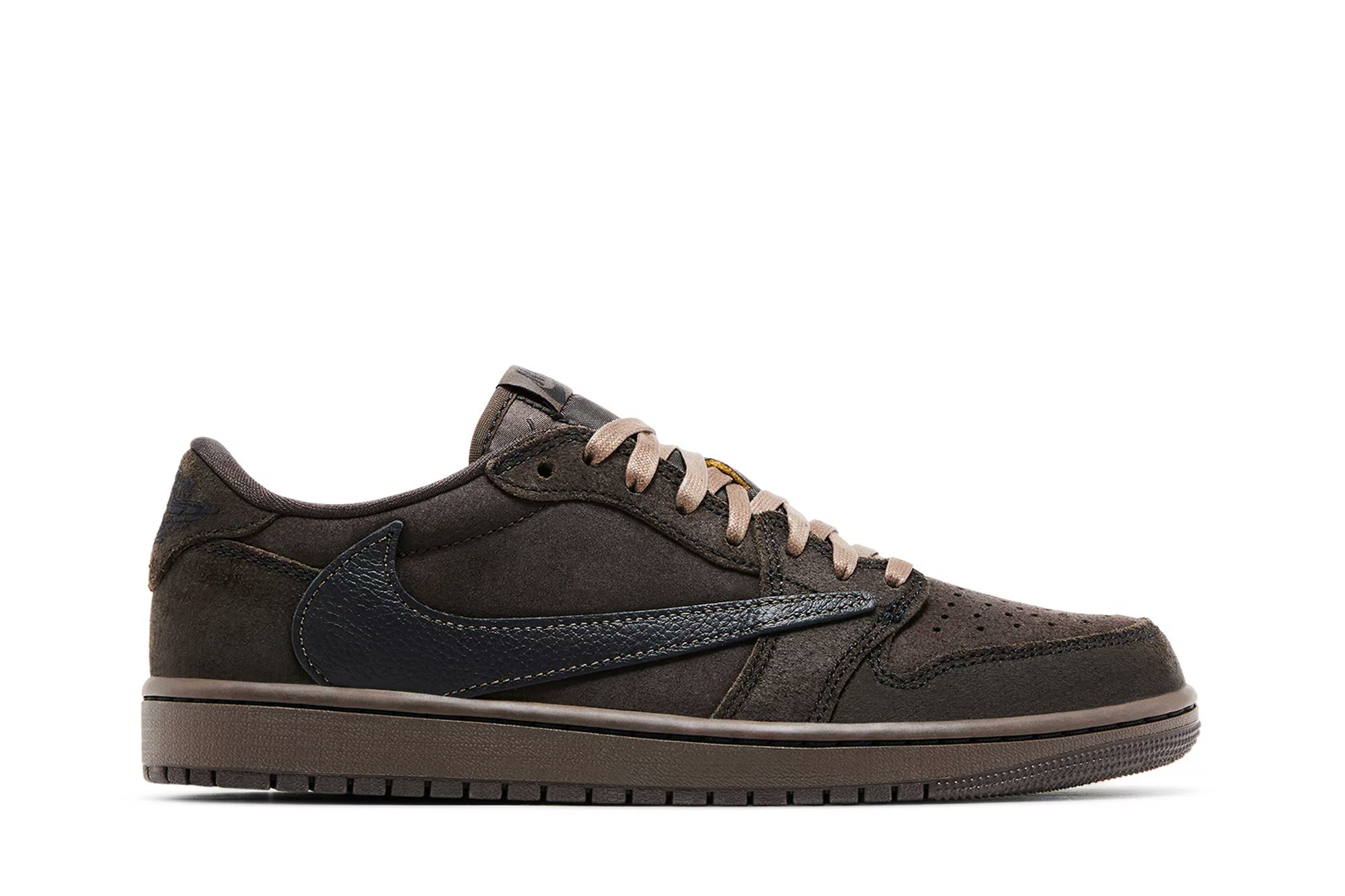 Travis Scott × NIKE AIR JORDAN 1 LOW “Velvet Brown” のディテール画像が公開