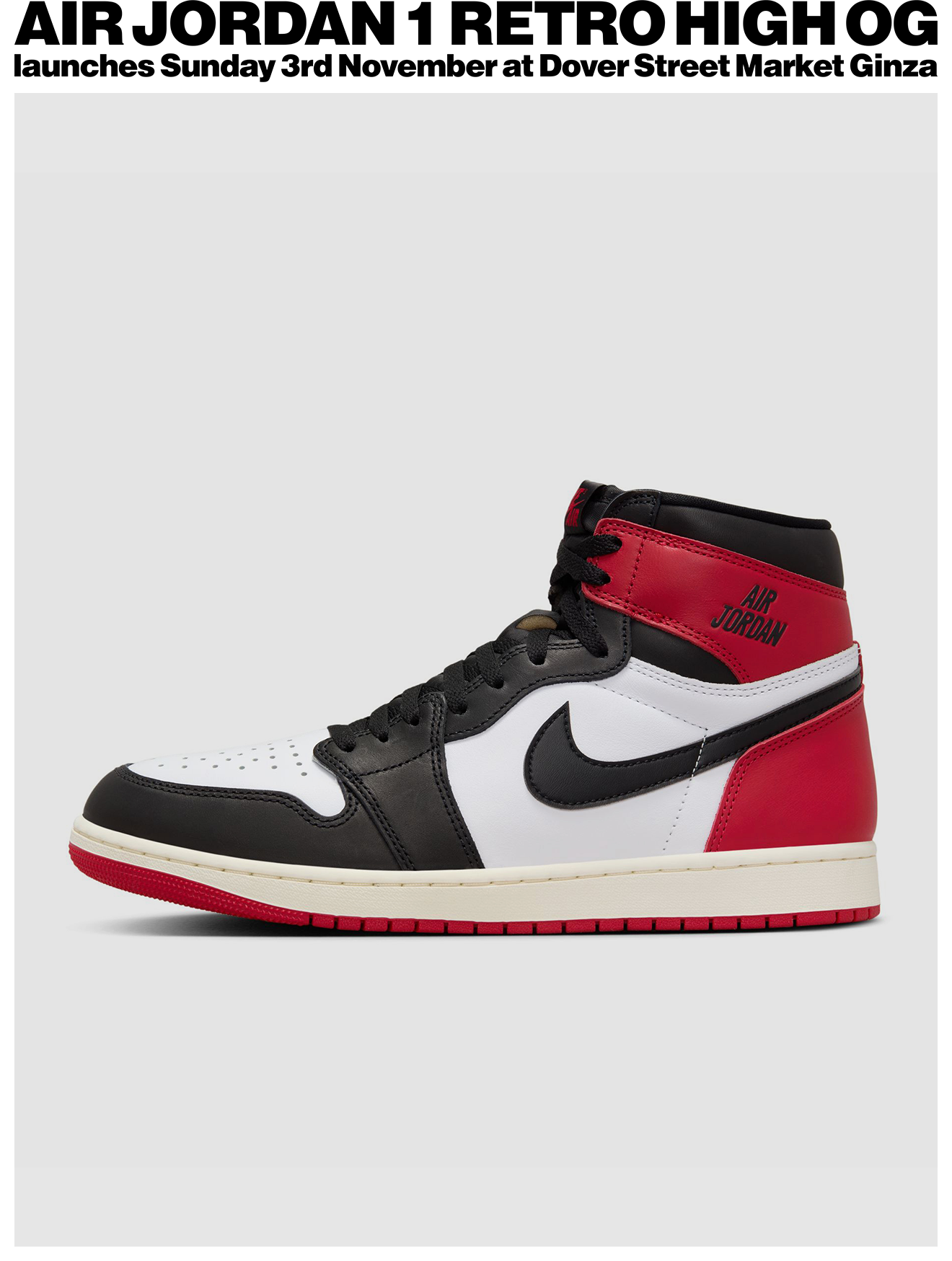 DSMG が NIKE AIR JORDAN 1 RETRO HIGH OG “BLACK TOE REIMAGINED” の発売を告知