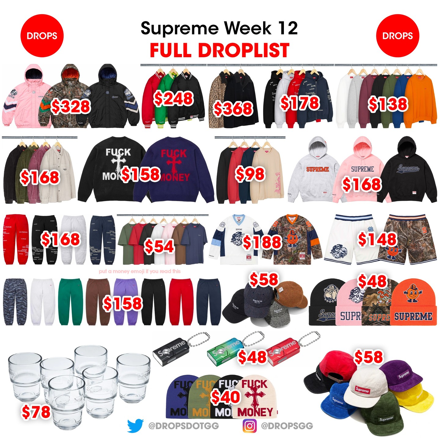 Supreme 2024年秋冬コレクション WEEK12 の海外販売予想価格が公開