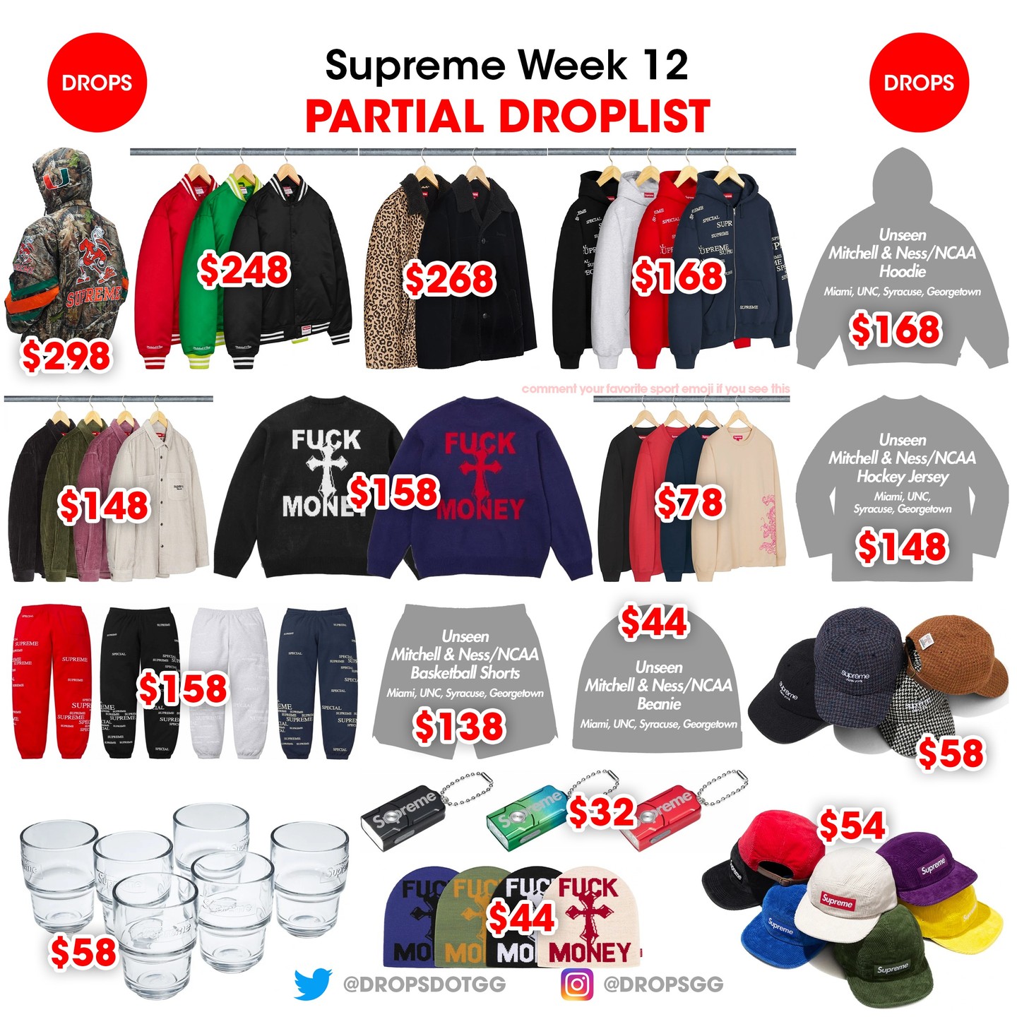 Supreme 2024年秋冬コレクション WEEK12 の販売予想アイテム&価格が公開