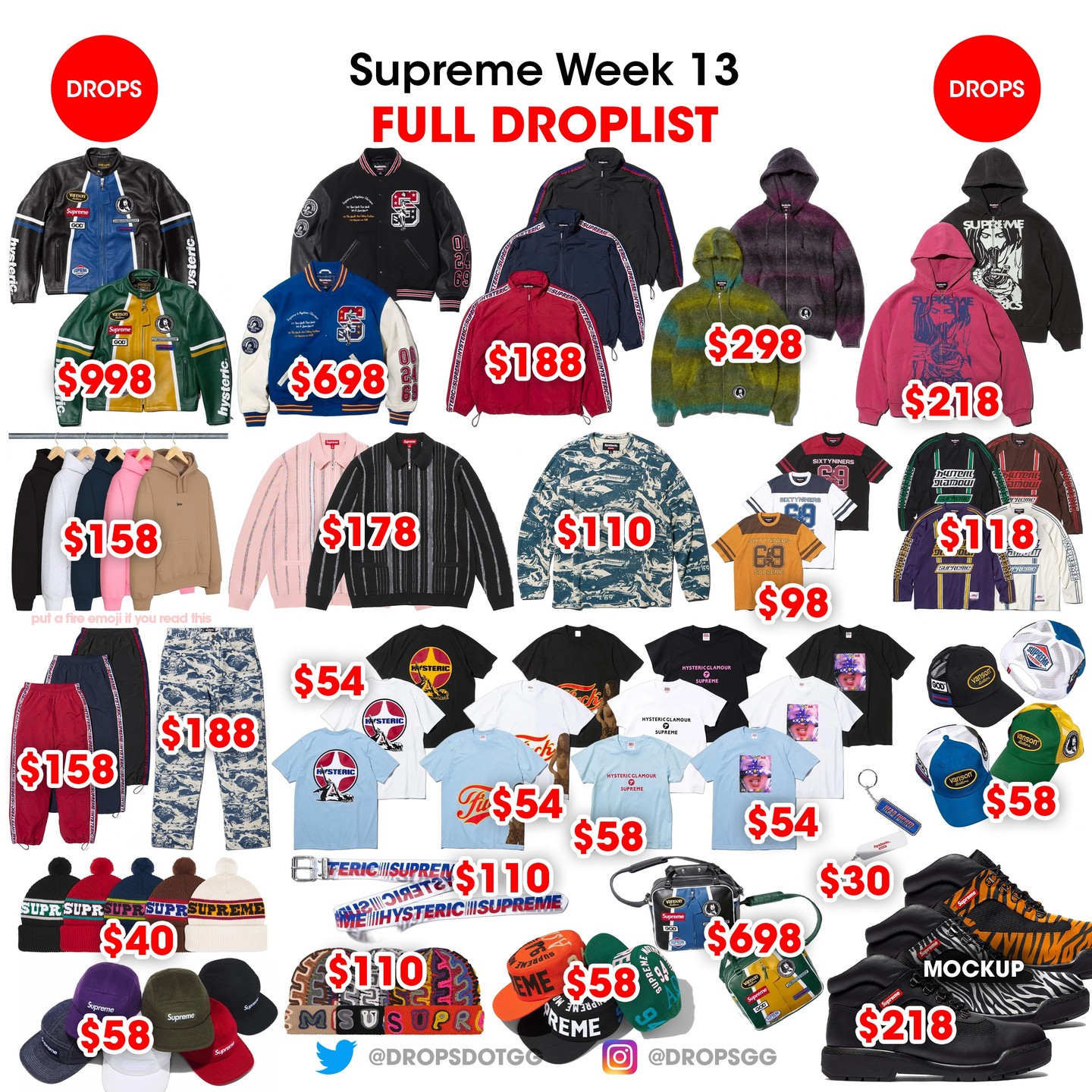 Supreme × HYSTERIC GLAMOUR の海外販売価格が公開