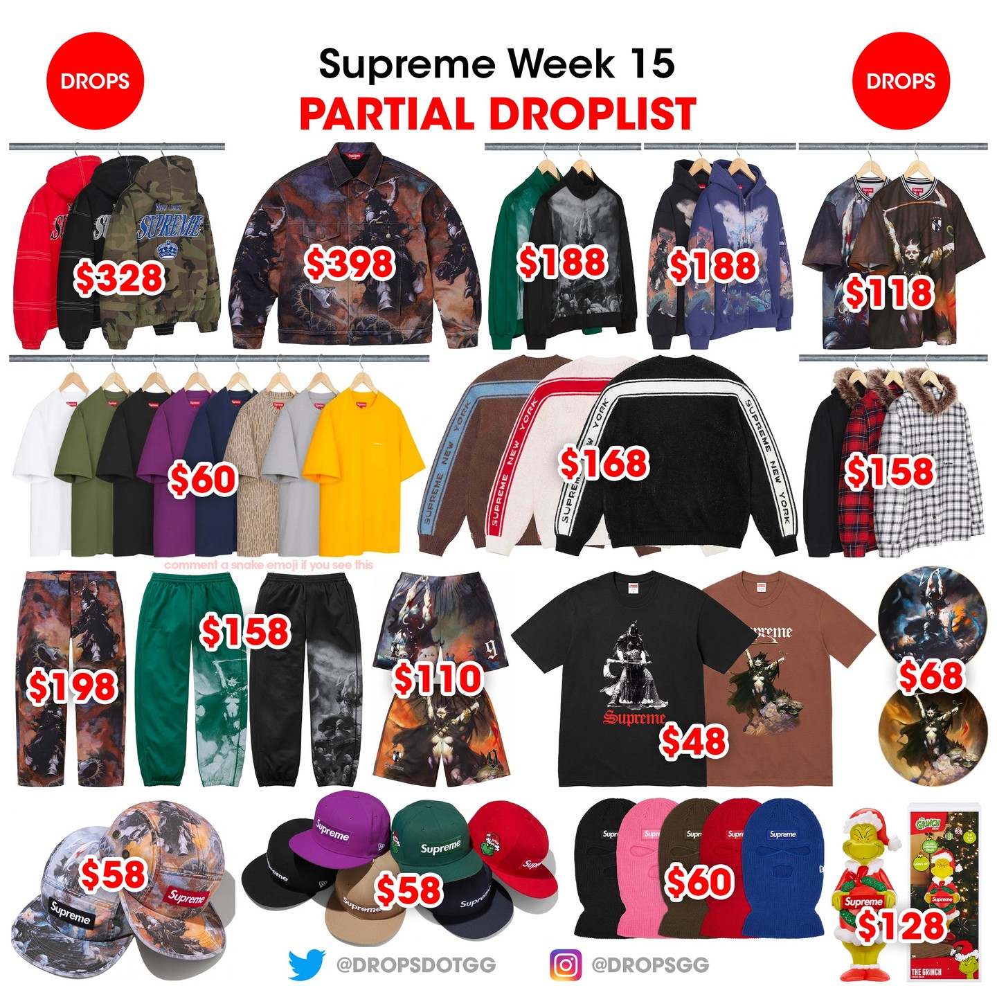 Supreme 2024年秋冬コレクション WEEk15 の販売予想アイテム&価格