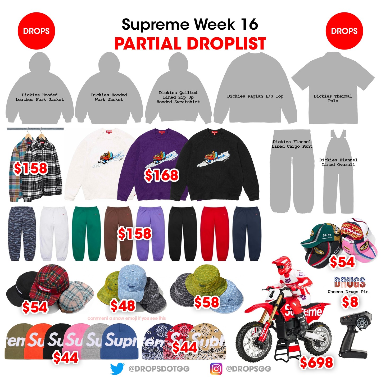 Supreme 2024年秋冬コレクション WEEK16 の販売予想アイテム&価格が公開