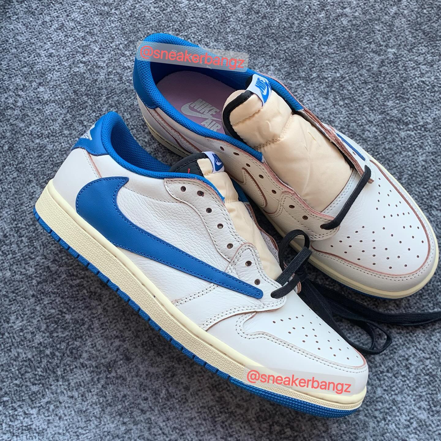 Travis Scott × fragment design × NIKE AIR JORDAN 1 LOW のディテール画像が公開