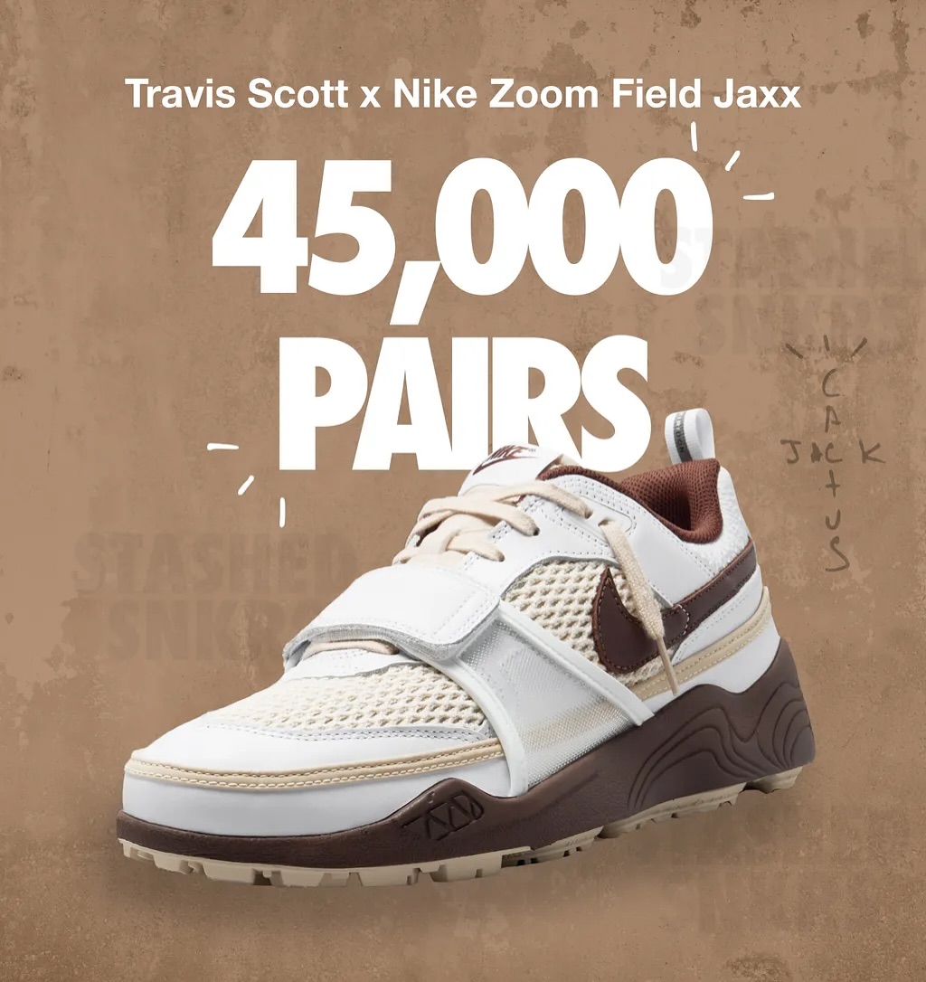 Travis Scott × NIKE ZOOM FIELD JAXX "Light Chocolate" の世界での販売数が公開