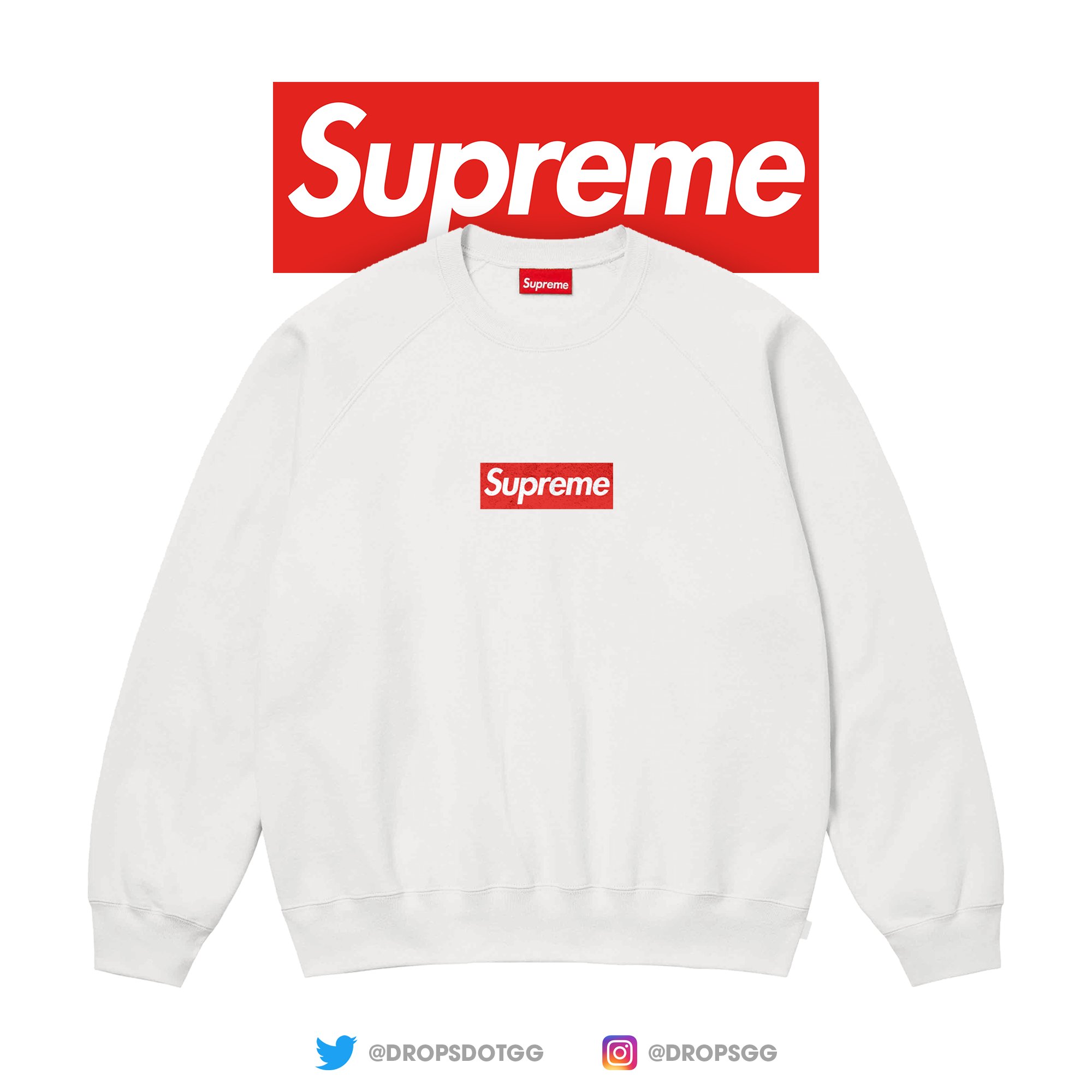 Supreme Washed Box Logo Crewneck のホワイトボディにはレッドのボックスロゴが使用予定