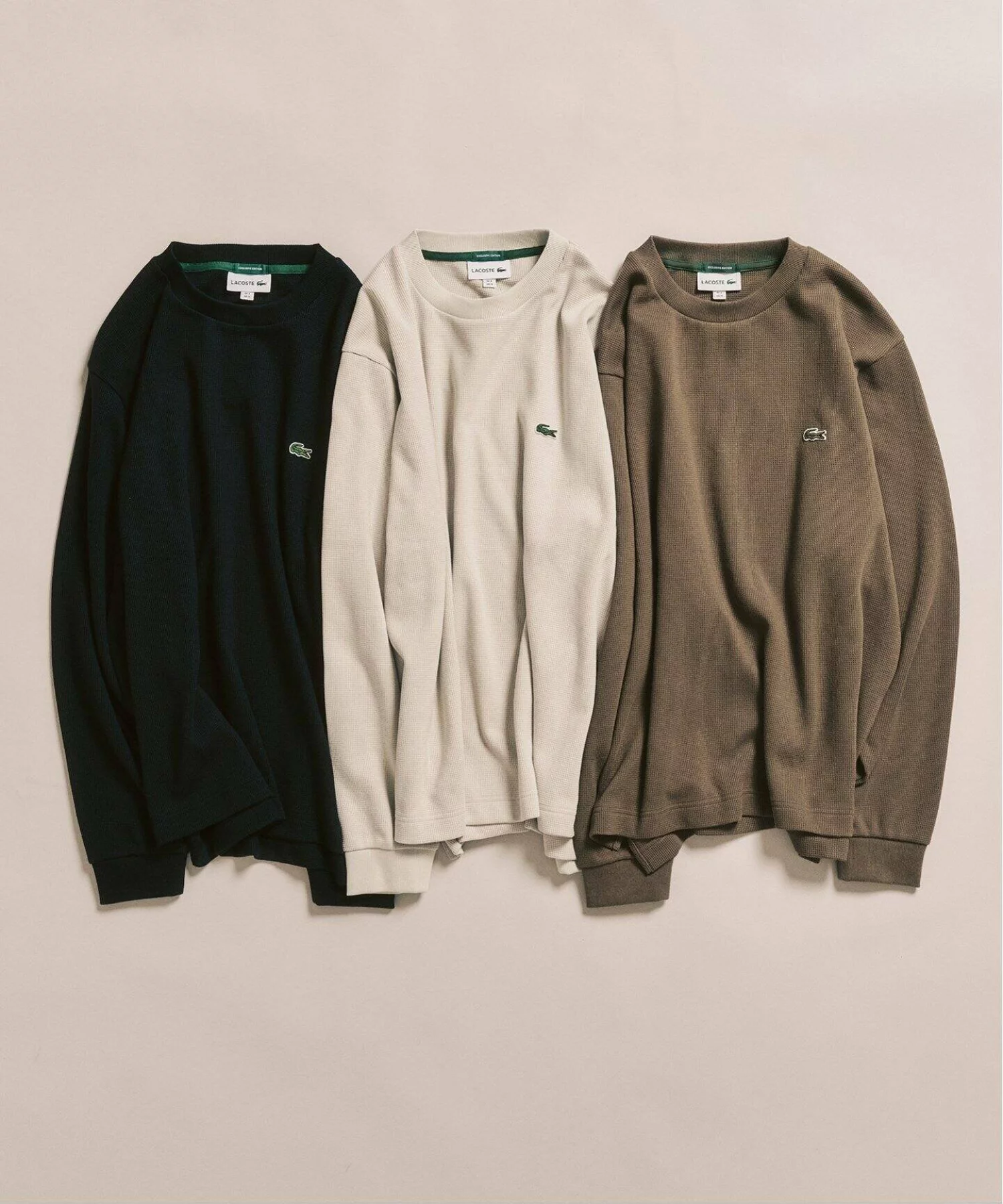 417 EDIFICE × LACOSTE による Waffle Long Sleeve Tee FW25 の先行販売が開始