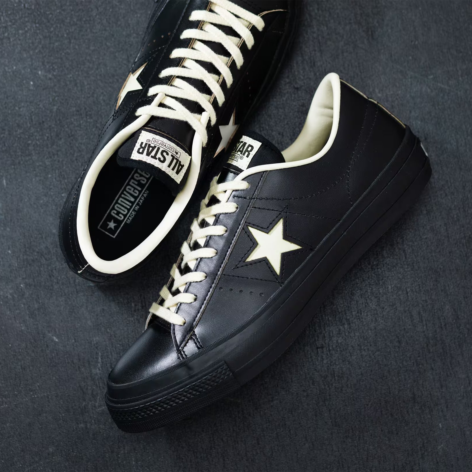 靴 converce onestar j black all コンバース CONVERSE ONE STAR J (Made in Japan)（Black