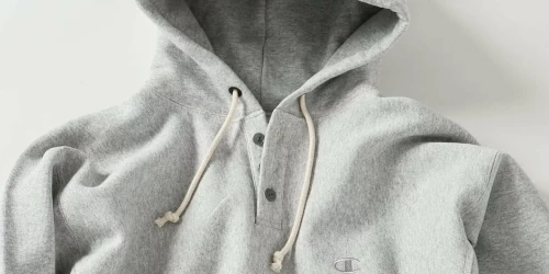 JOURNAL STANDARD relume × Champion の R/W Elbow Patch Henley Neck Hoodie が発売