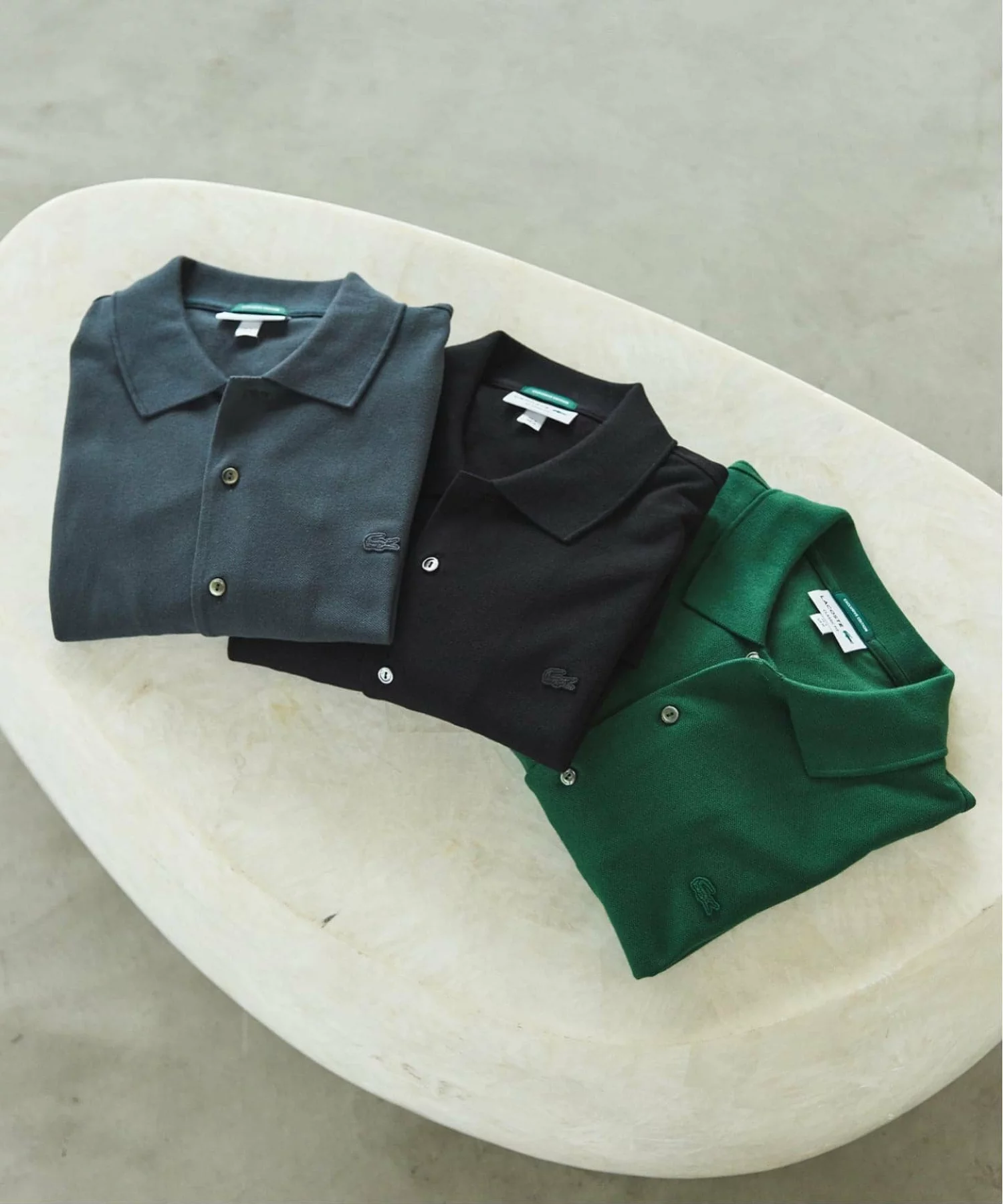 ÉDIFICE × LACOSTE の Full Open Long Sleeve Polo Shirts が発売
