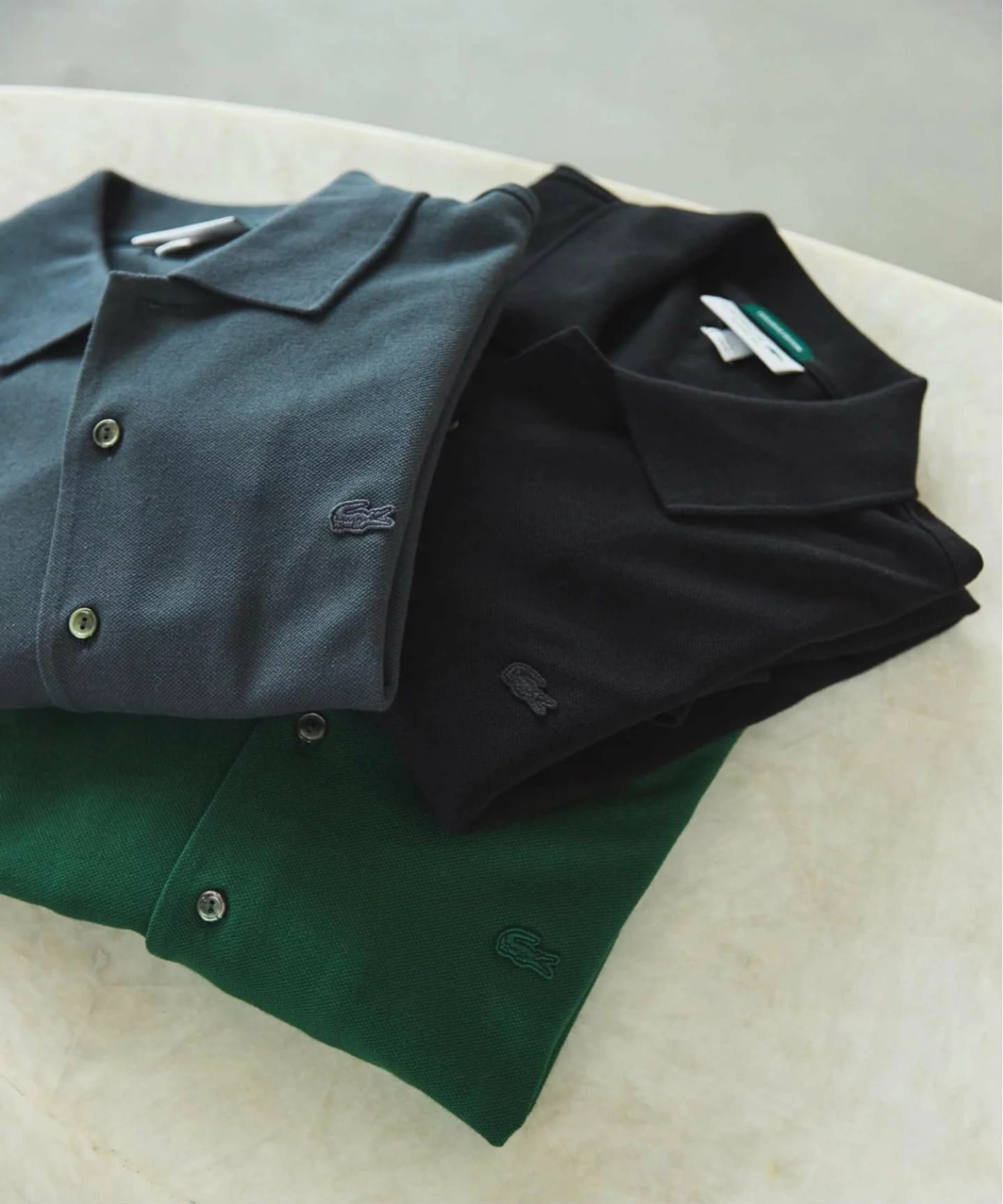 ÉDIFICE × LACOSTE の Full Open Long Sleeve Polo Shirts が発売