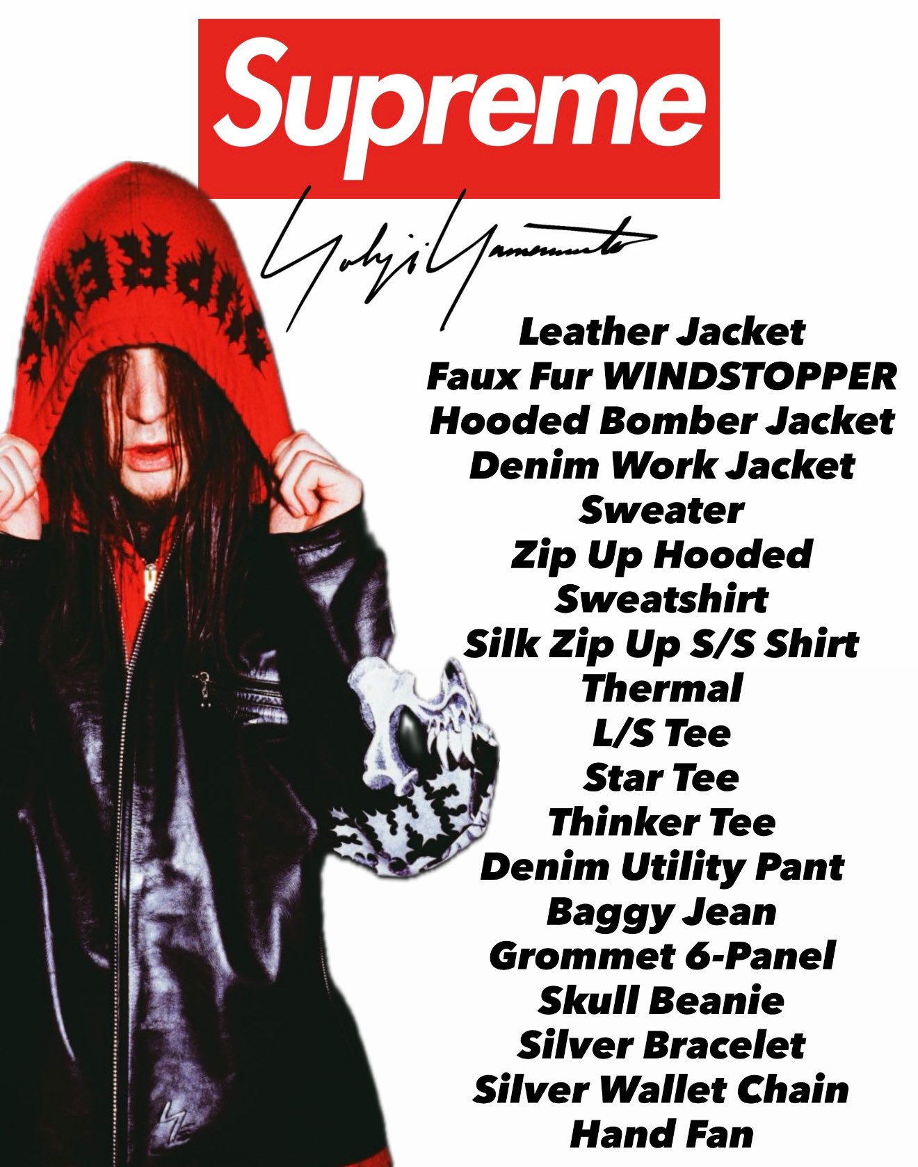 Supreme × Yohji Yamamoto FW25 の予想ドロップリストが公開