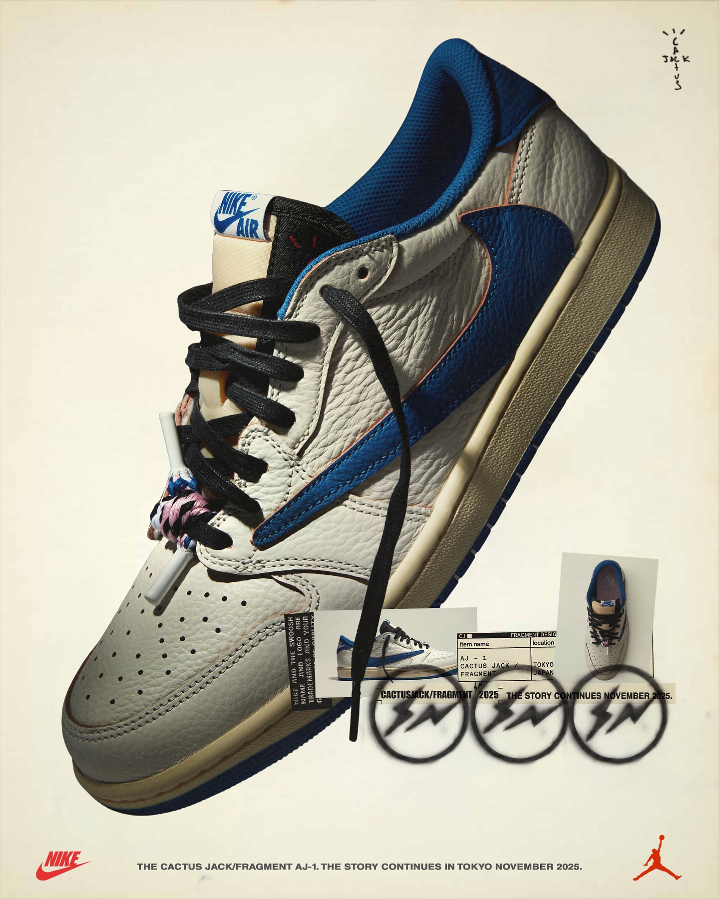 Travis Scott × fragment design × NIKE AIR JORDAN 1 LOW が11月に発売へ