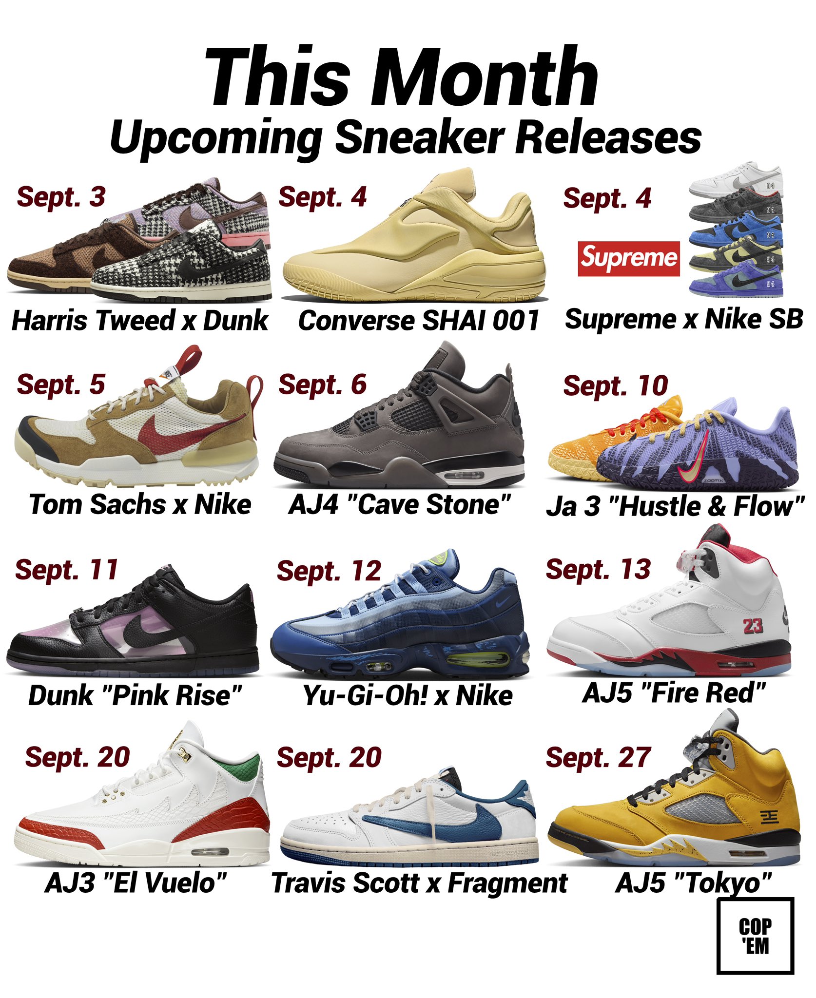9月の主要リリーススニーカーが公開