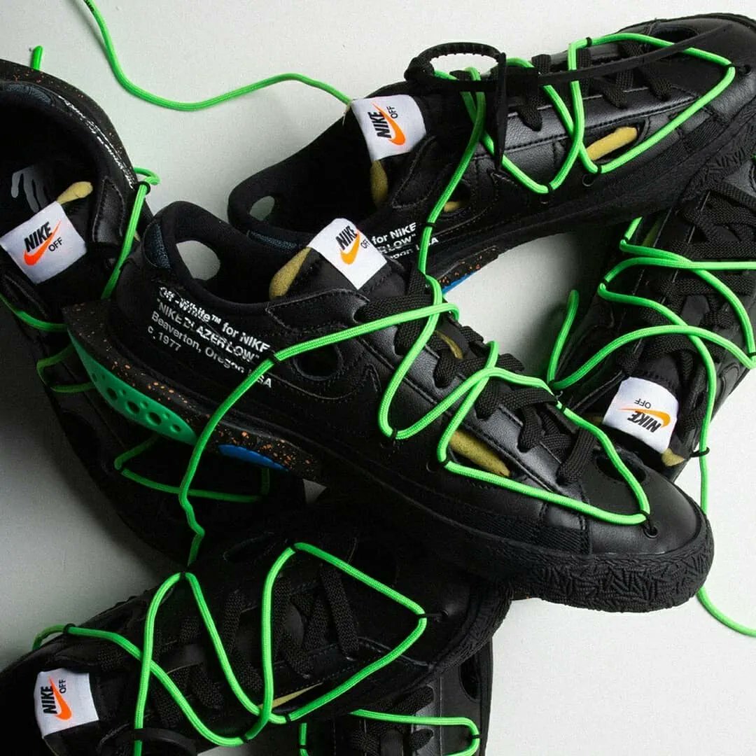 Off-White™ × NIKE の BLAZER LOW “Black/Electro Green” が発売