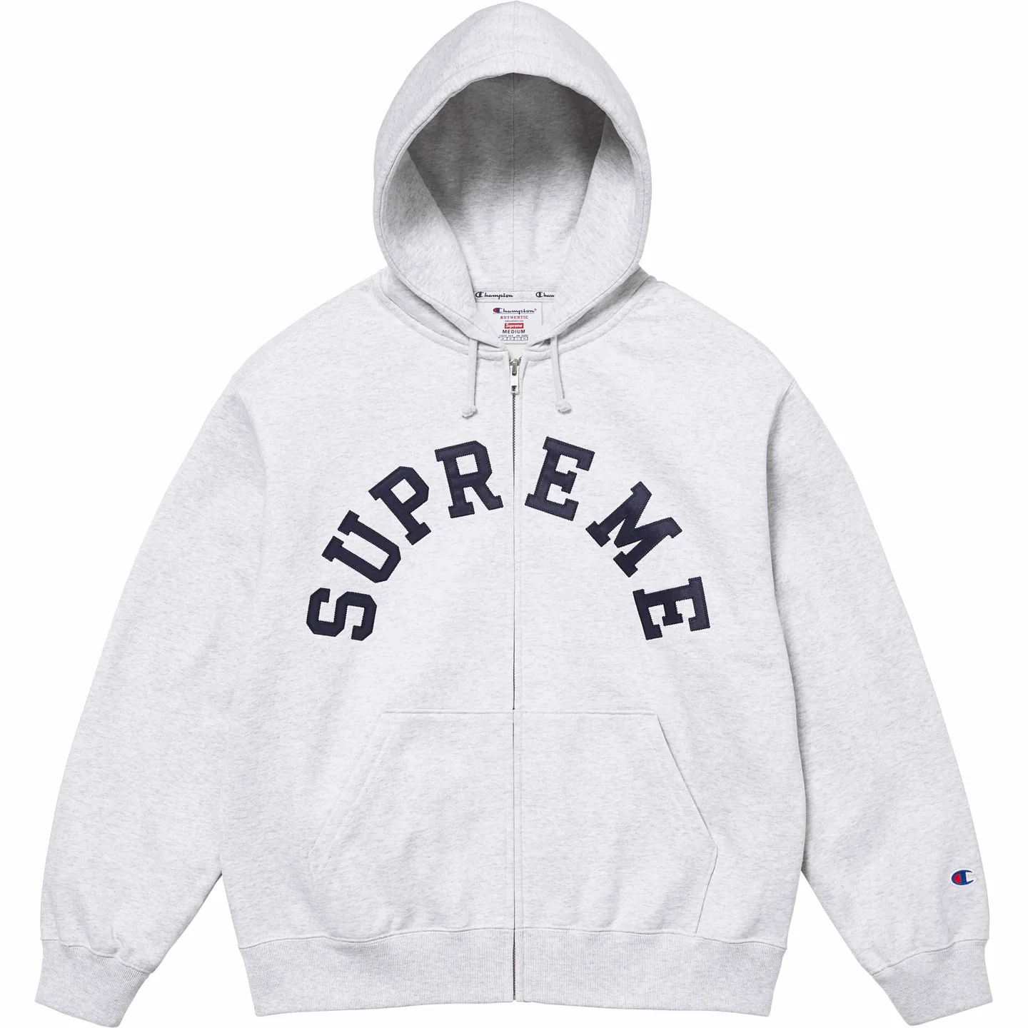 Supreme x Champion の Zip Up Hooded Sweatshirt "Ash Grey" が発売