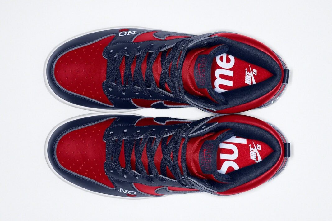 Supreme × NIKE SB の DUNK HIGH By Any Means “Red/Navy” が発売