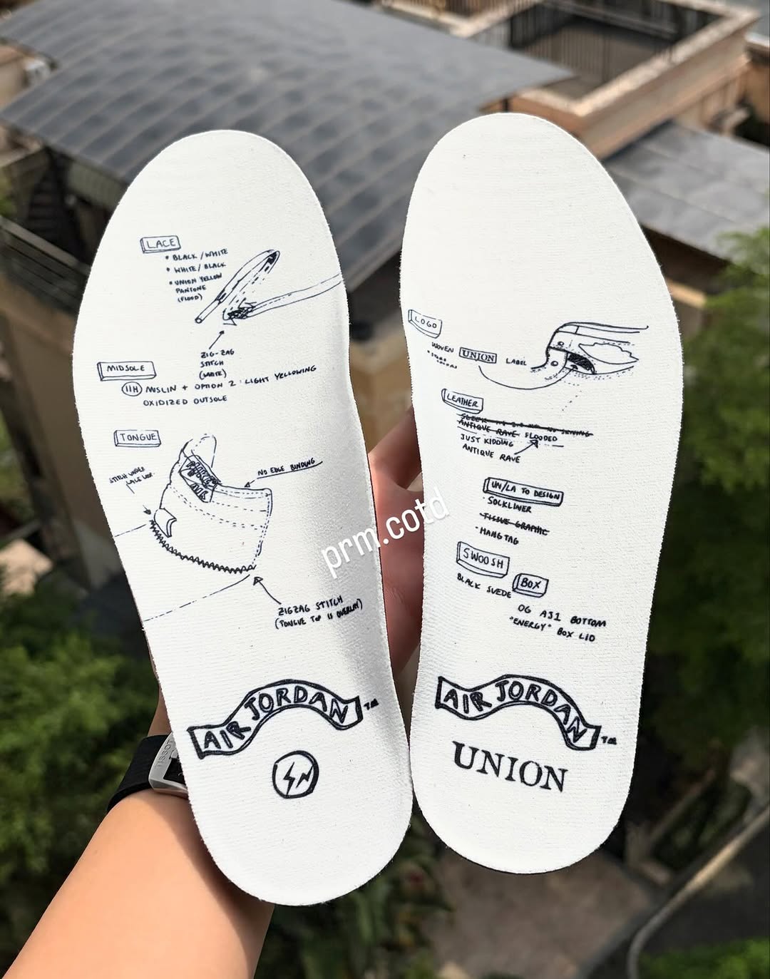 fragment design × UNION × NIKE AIR JORDAN 1 "Varsity Red" のデイテール画像が公開