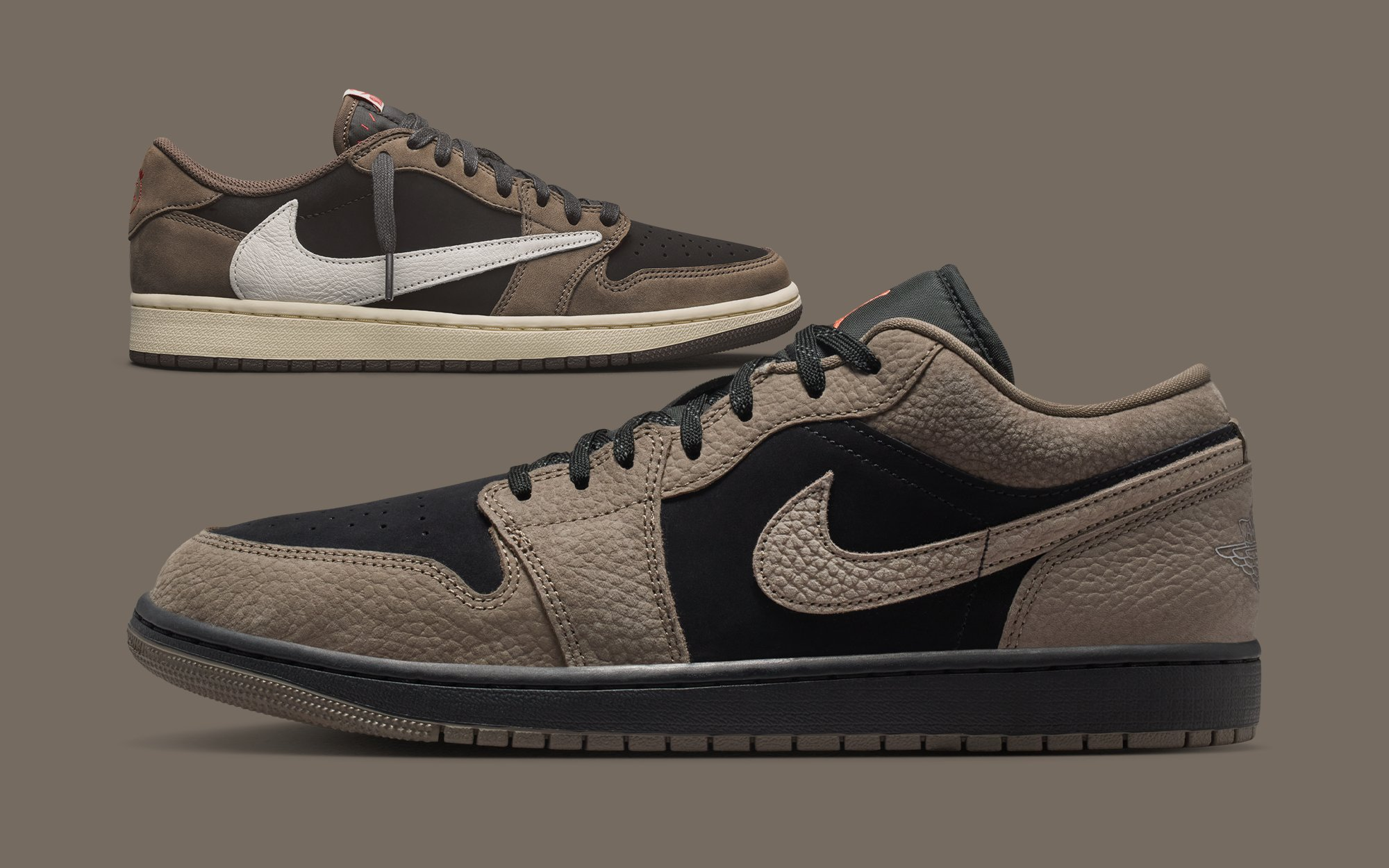 Travis Scott コラボを彷彿とさせる配色の NIKE AIR JORDAN 1 LOW “Olive Grey” が2026年春に発売