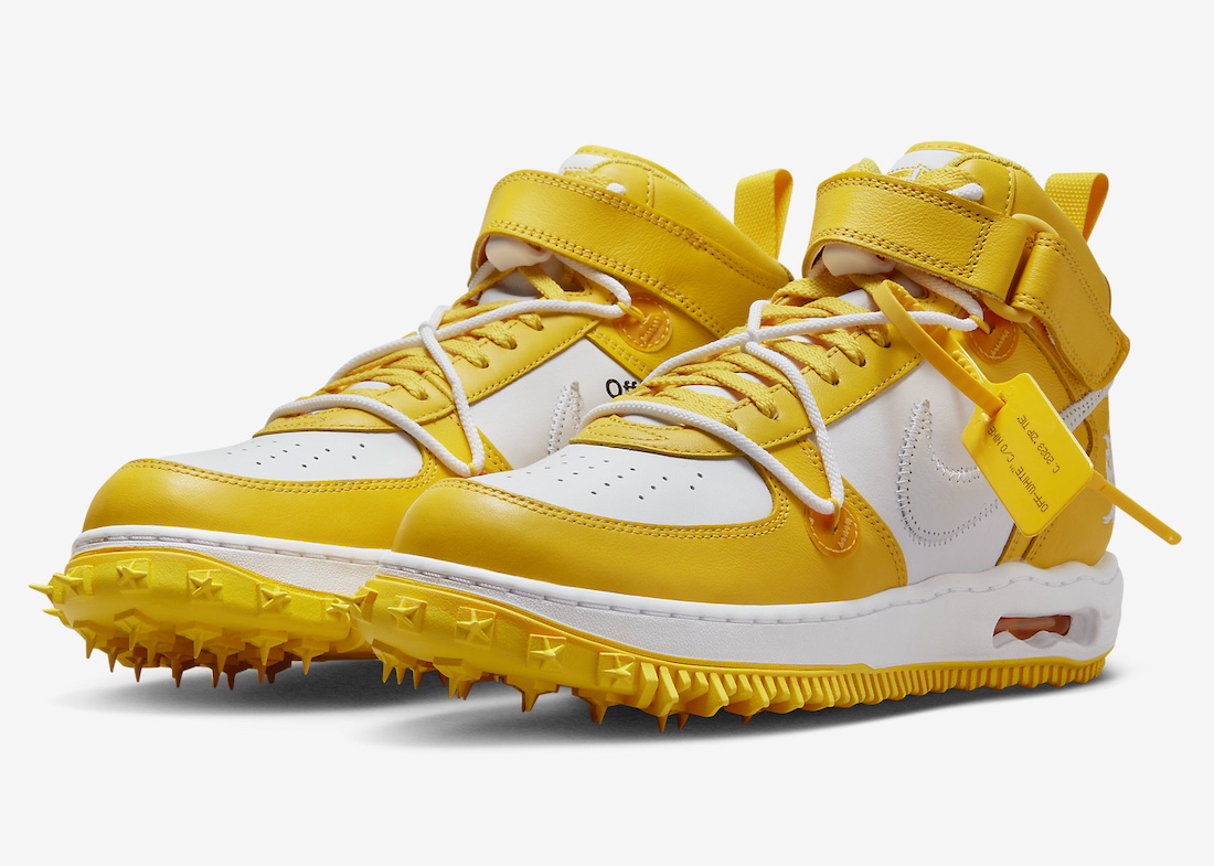 Off-White™ × NIKE の AIR FORCE 1 MID SP LTHR “Varsity Maize” が発売