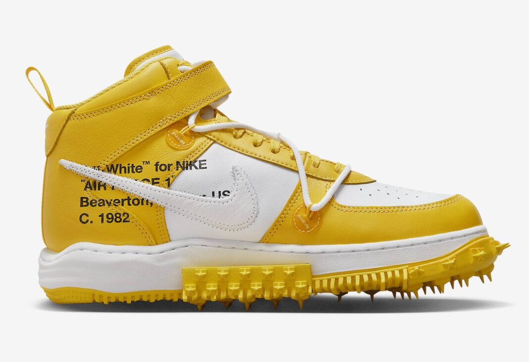 Off-White™ × NIKE の AIR FORCE 1 MID SP LTHR “Varsity Maize” が発売