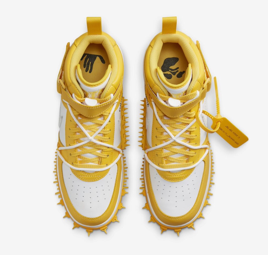 Off-White™ × NIKE の AIR FORCE 1 MID SP LTHR “Varsity Maize” が発売