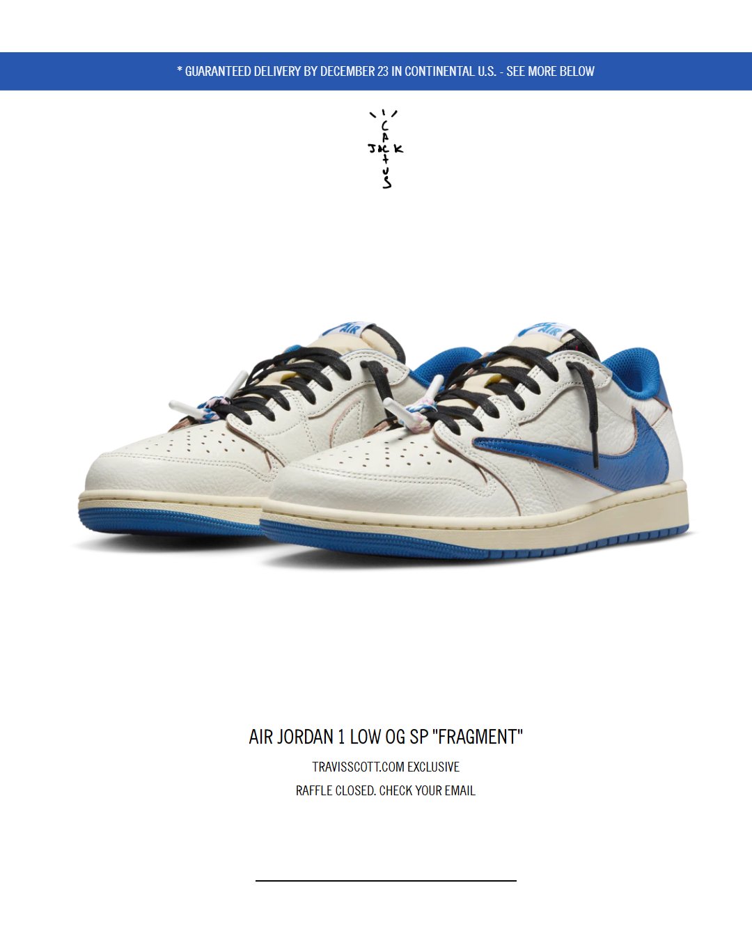 Travis Scott × fragment design × NIKE AIR JORDAN 1 LOW “Sail/Military Blue” の最新情報を随時更新