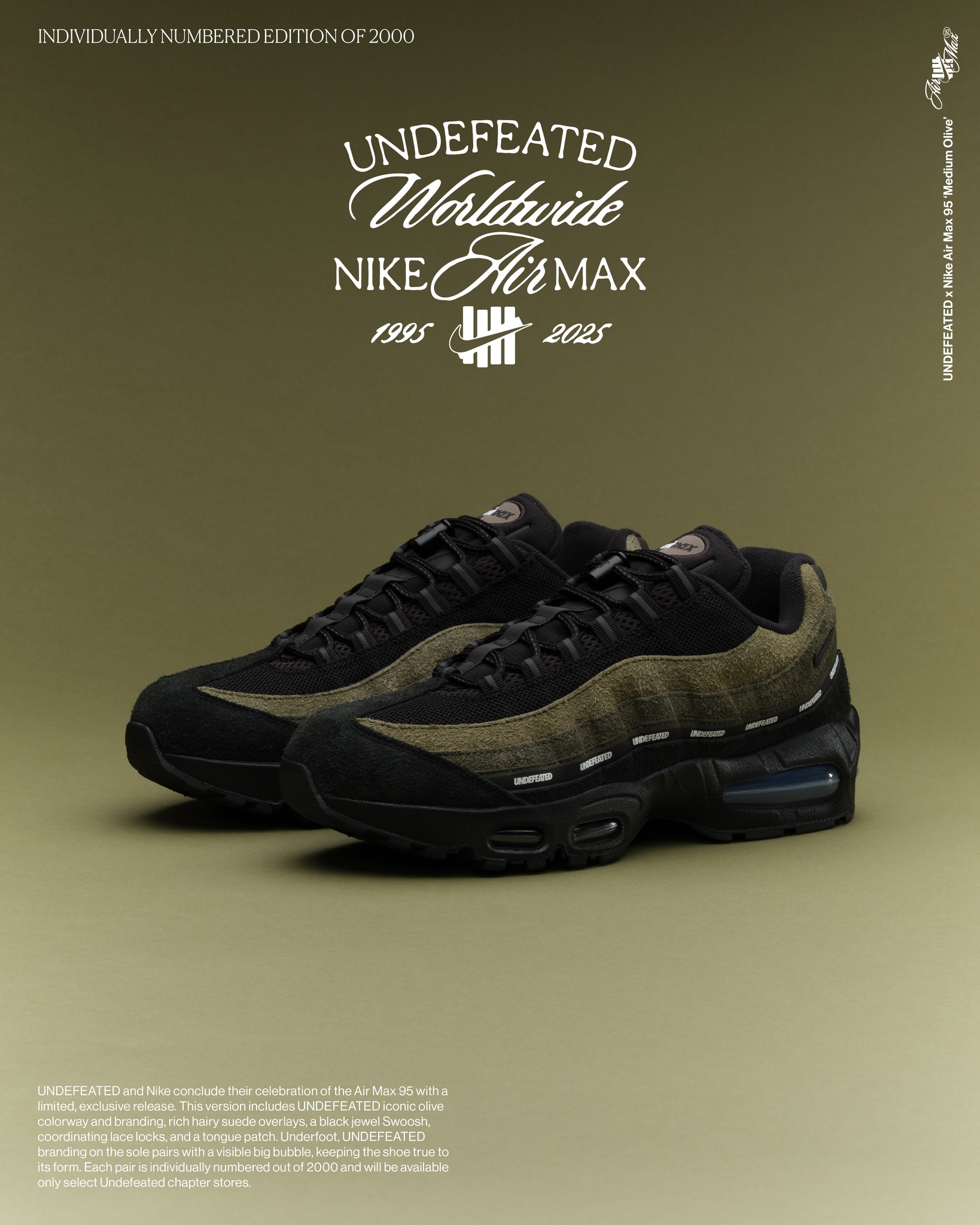 UNDEFEATED × NIKE AIR MAX 95 “Medium Olive” が国内12月28日(日)発売予定
