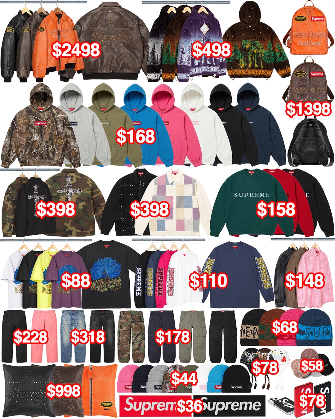 Supreme 2025年秋冬コレクション WEEK15 の海外販売価格が公開