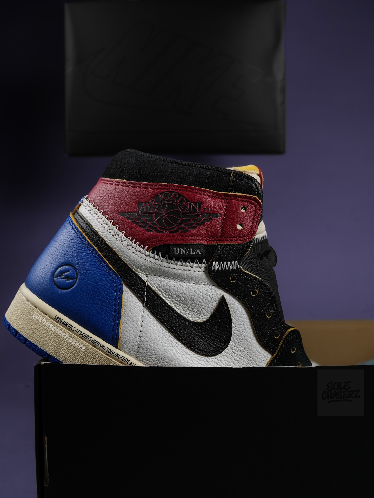 fragment design × UNION × NIKE AIR JORDAN 1 “Varsity Red/Sport Royal” のデイテール画像が公開