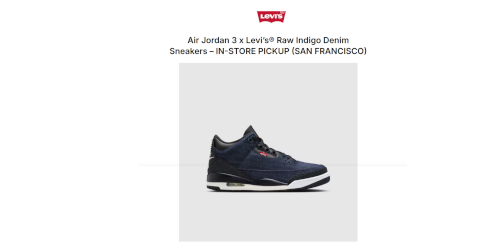 Levi’s® × NIKE AIR JORDAN 3 “Rigid” の海外WEB抽選ページが公開