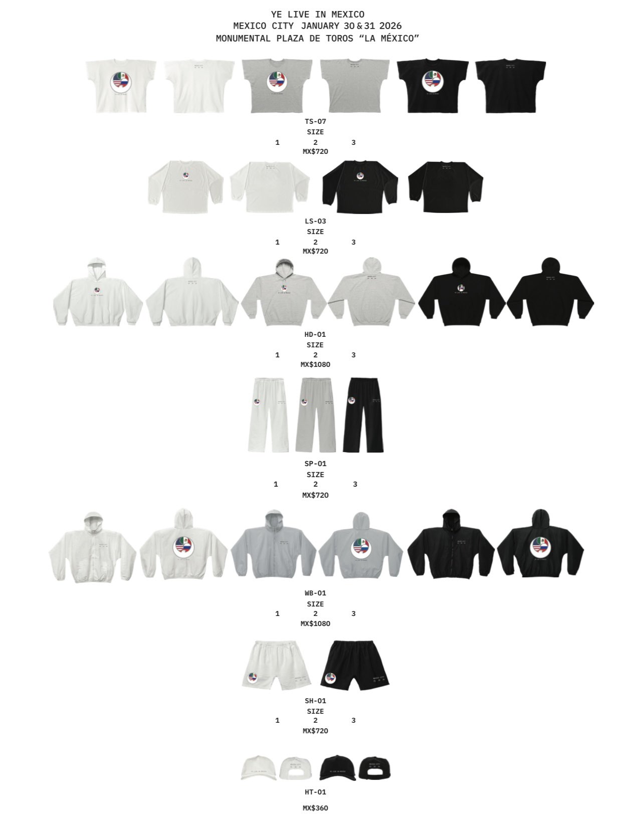 Ye (旧姓 カニエ・ウェスト ) がメキシコ公演のマーチコレクションを発売