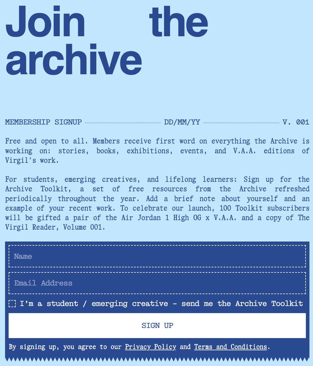 Virgil Abloh Archive × NIKE AIR JORDAN 1 “Alaska” のリリースを記念した公式プレゼント企画が実施