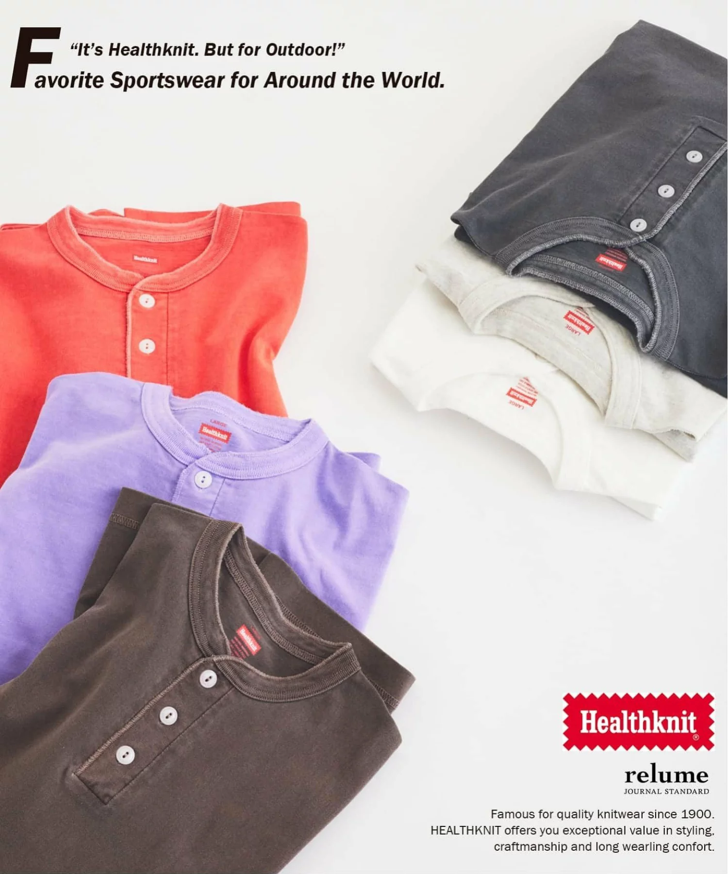JOURNAL STANDARD × Healthknit 26SS『ヘンリーネック Tシャツ』の先行予約が開始