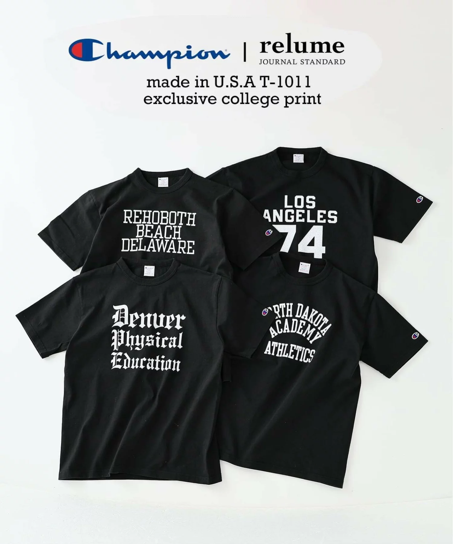 JOURNAL STANDARD relume × Champion 26SS『T1011 カレッジプリント Tシャツ』が発売