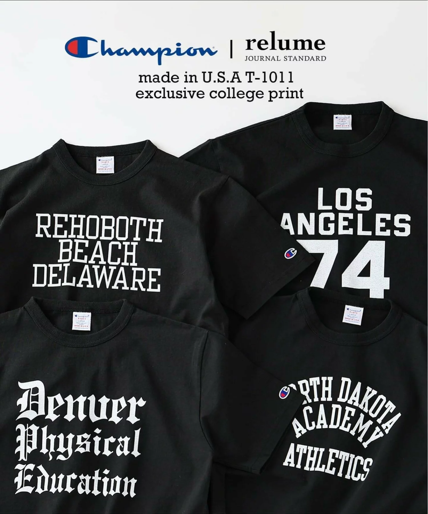 JOURNAL STANDARD relume × Champion 26SS『T1011 カレッジプリント Tシャツ』が発売