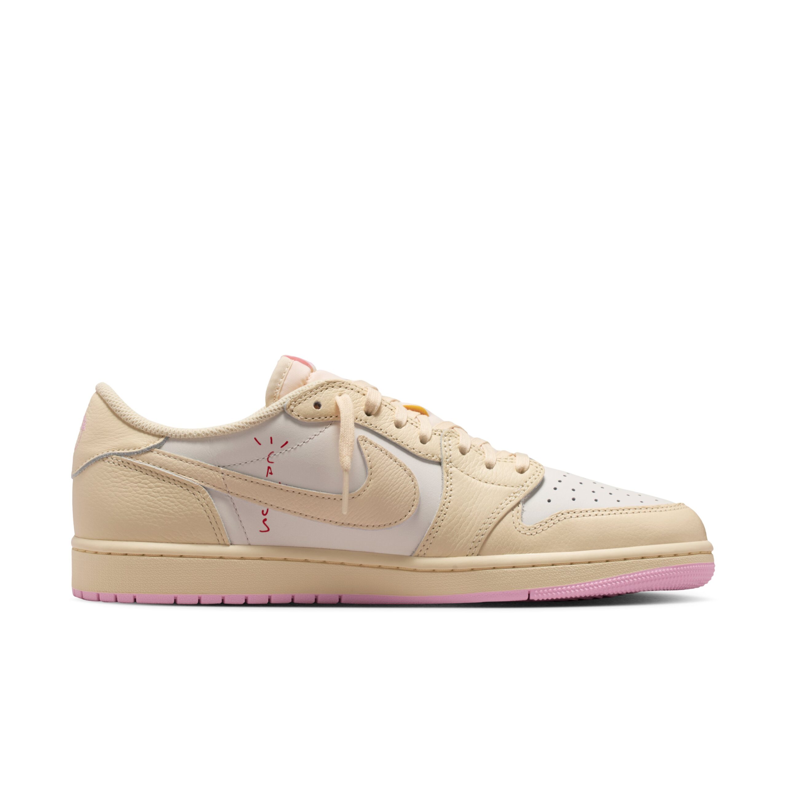 Travis Scott × NIKE AIR JORDAN 1 LOW “Shy Pink” のオフィシャル画像が公開