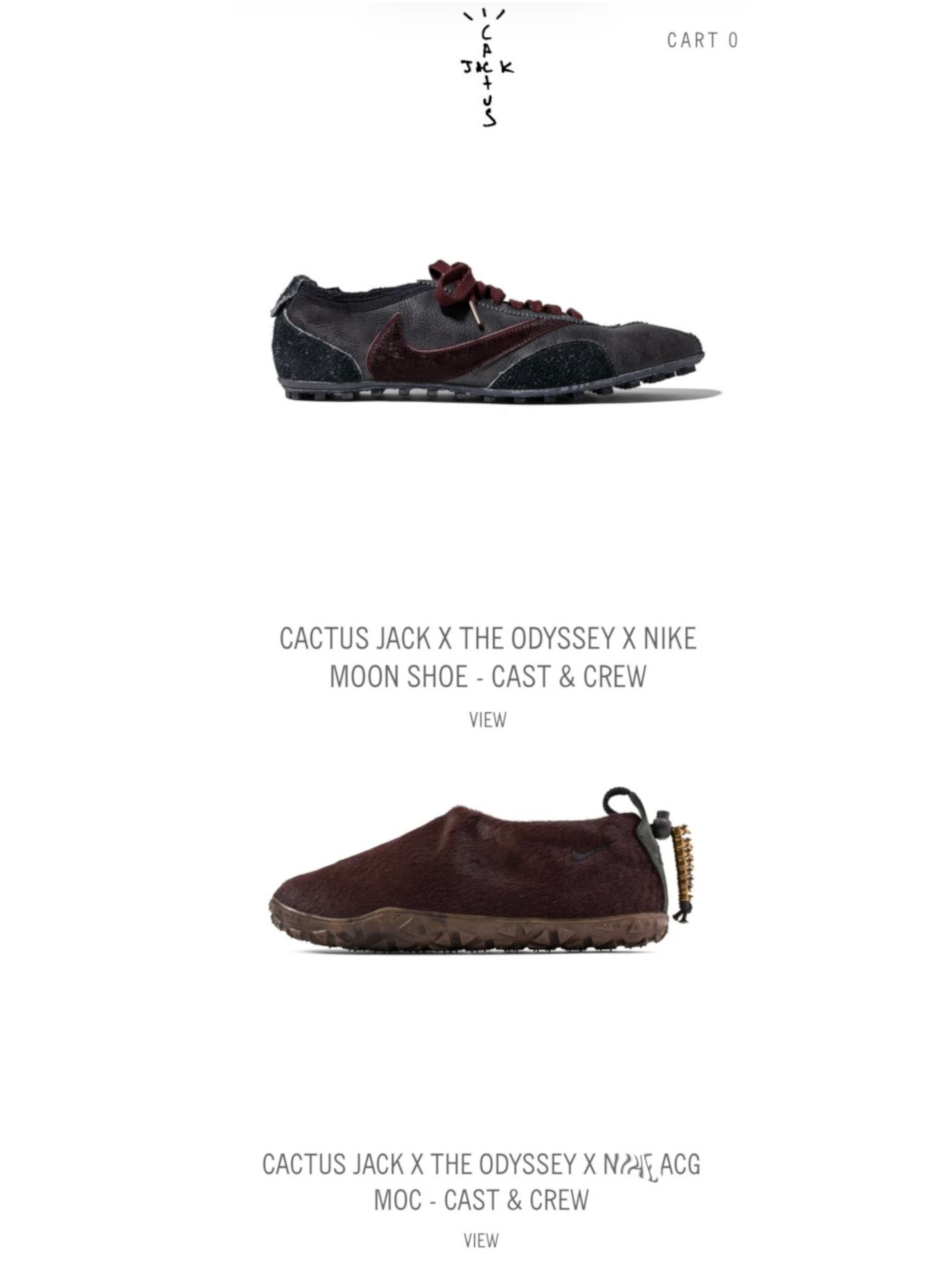 Travis Scott × The Odyssey × NIKE MOON SHOE、ACG MOC が公式オンラインに登場