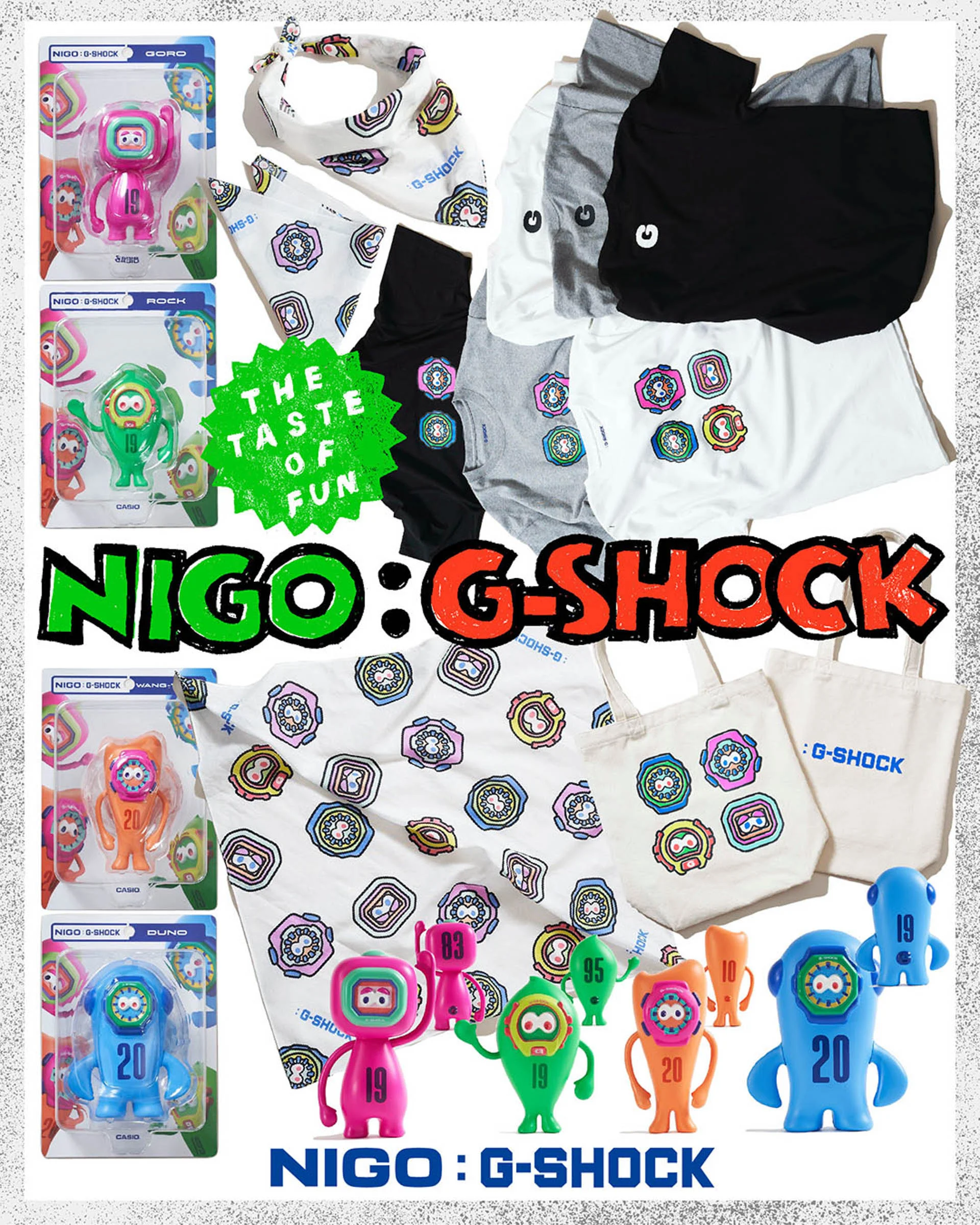 NIGO® × G-SHOCK のオリジナルキャラクターグッズが8月3日(月)に発売予定