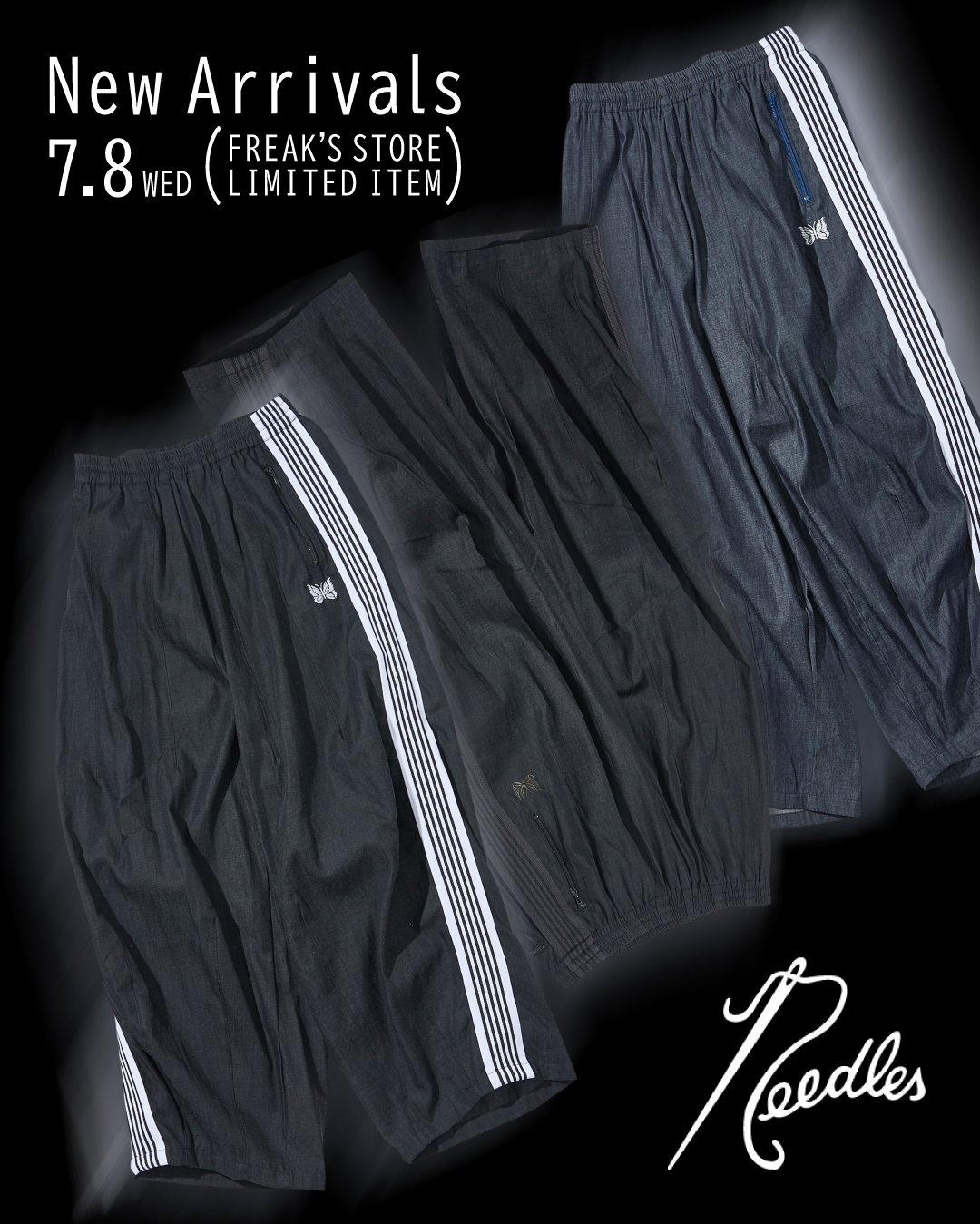 FREAK’S STORE × NEEDLES 26FW『H.D. トラックパンツ 6オンス デニム』が7月8日(水)に発売予定