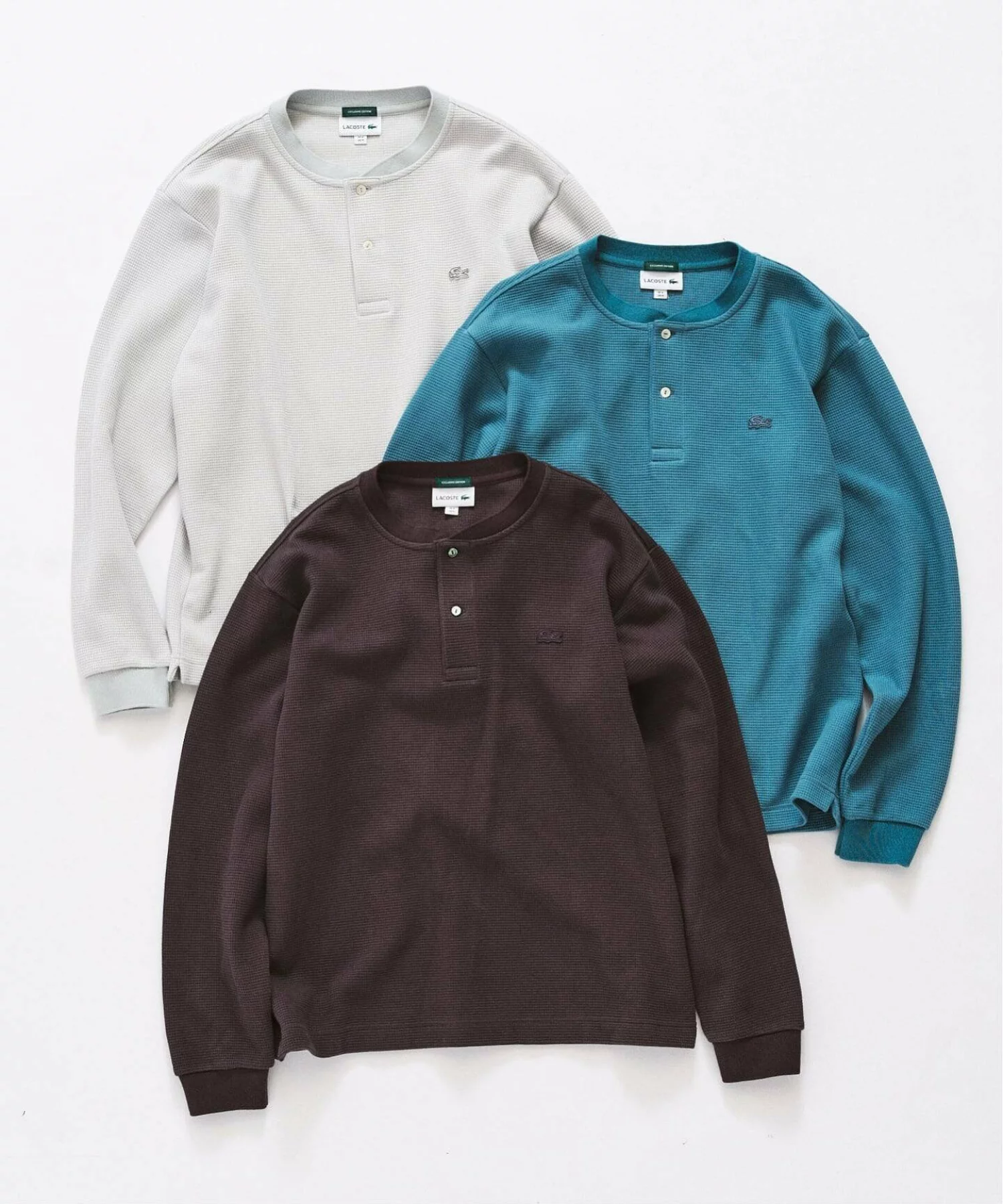 417 EDIFICE × LACOSTE 26FW『ヘンリーネック ワッフルTシャツ』の先行予約が開始