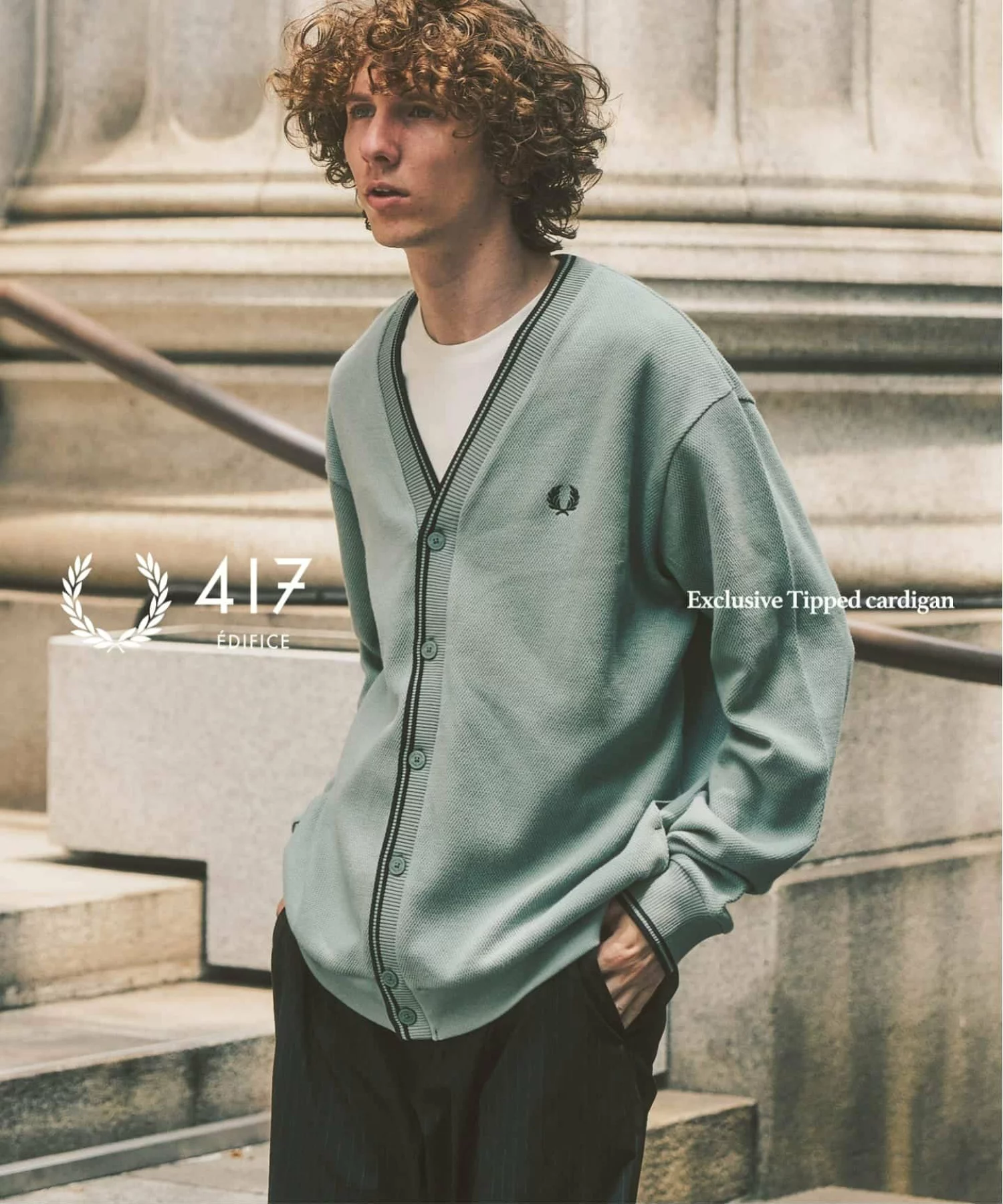 417 EDIFICE × FRED PERRY 26FW『ティップド カーディガン』の追加予約が開始